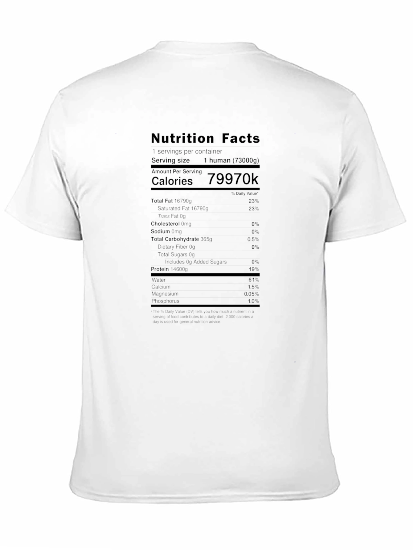 Nutrition Facts Funny Human T-Shirt