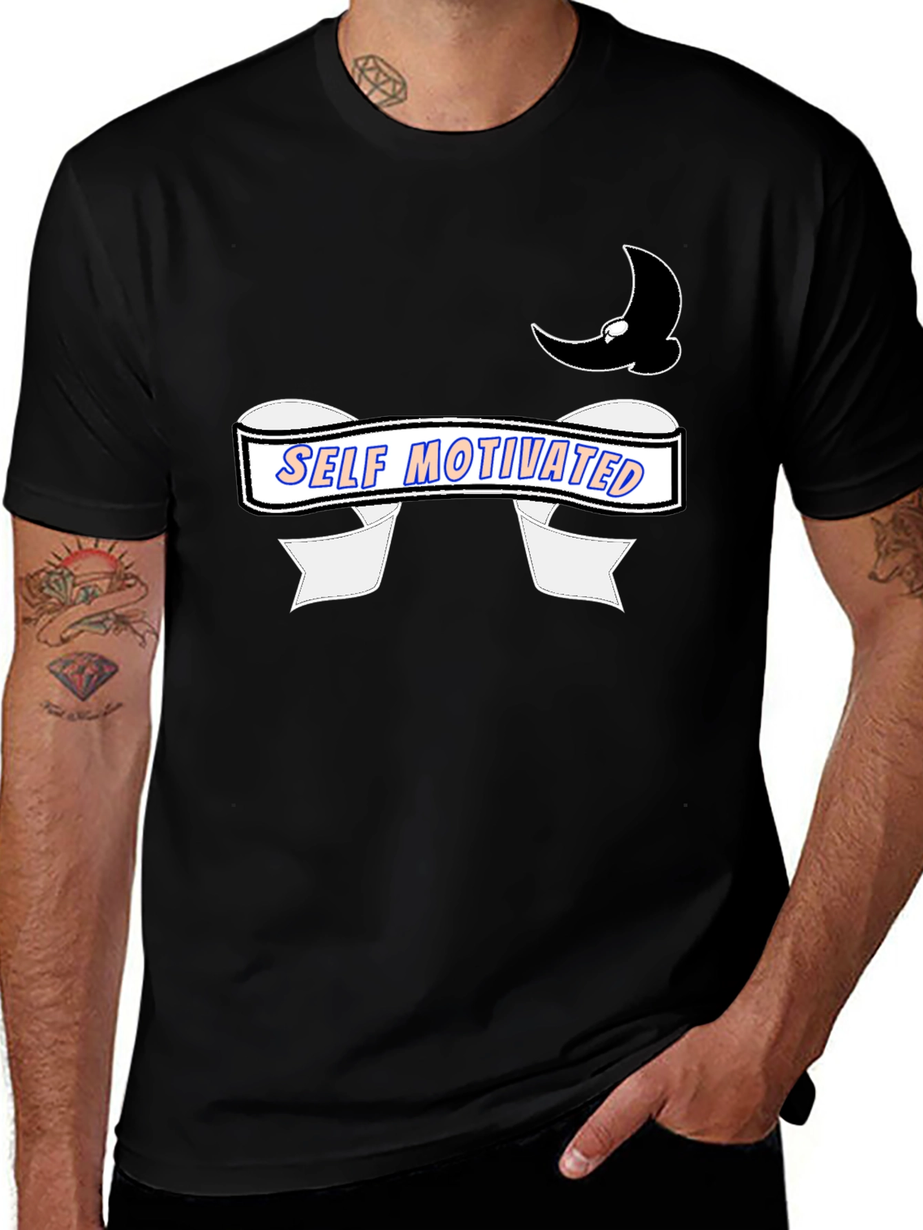 Self Motivated Black Graphic Tee