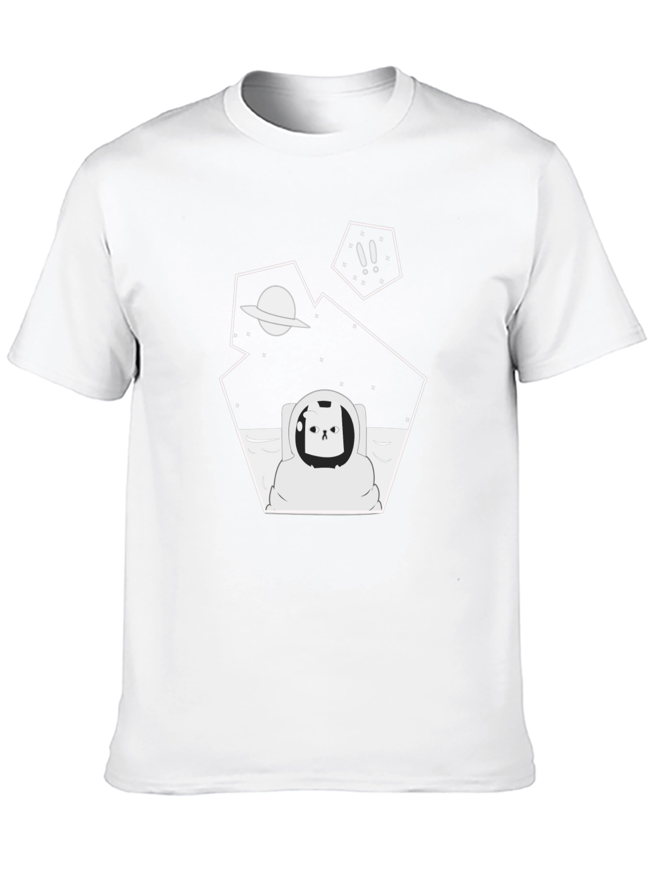 Astronaut Cat Graphic Tee - Black Cotton T-Shirt