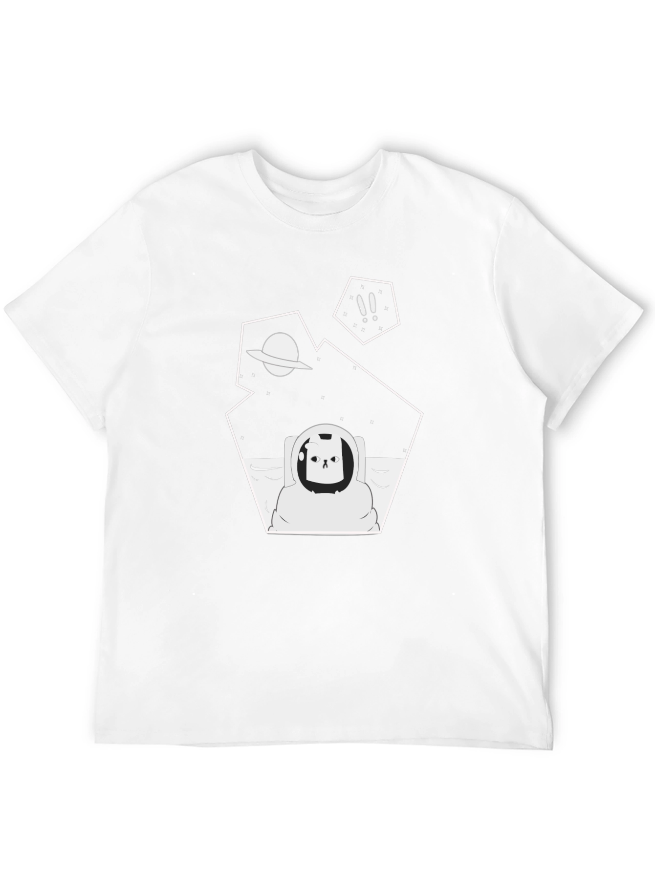 Astronaut Cat Graphic Tee - Black Cotton T-Shirt