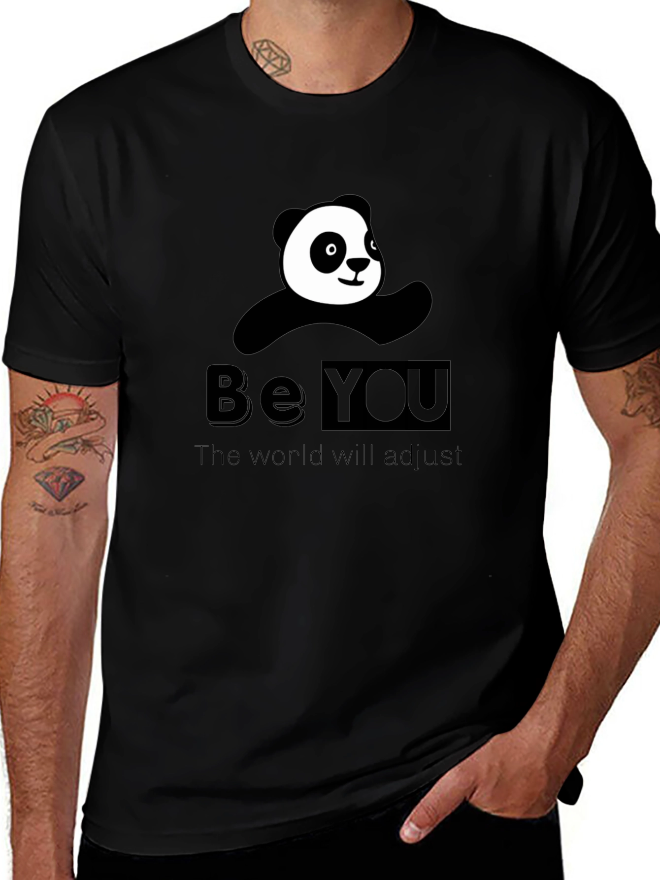 Be You Panda T-Shirt - Black Cotton Tee