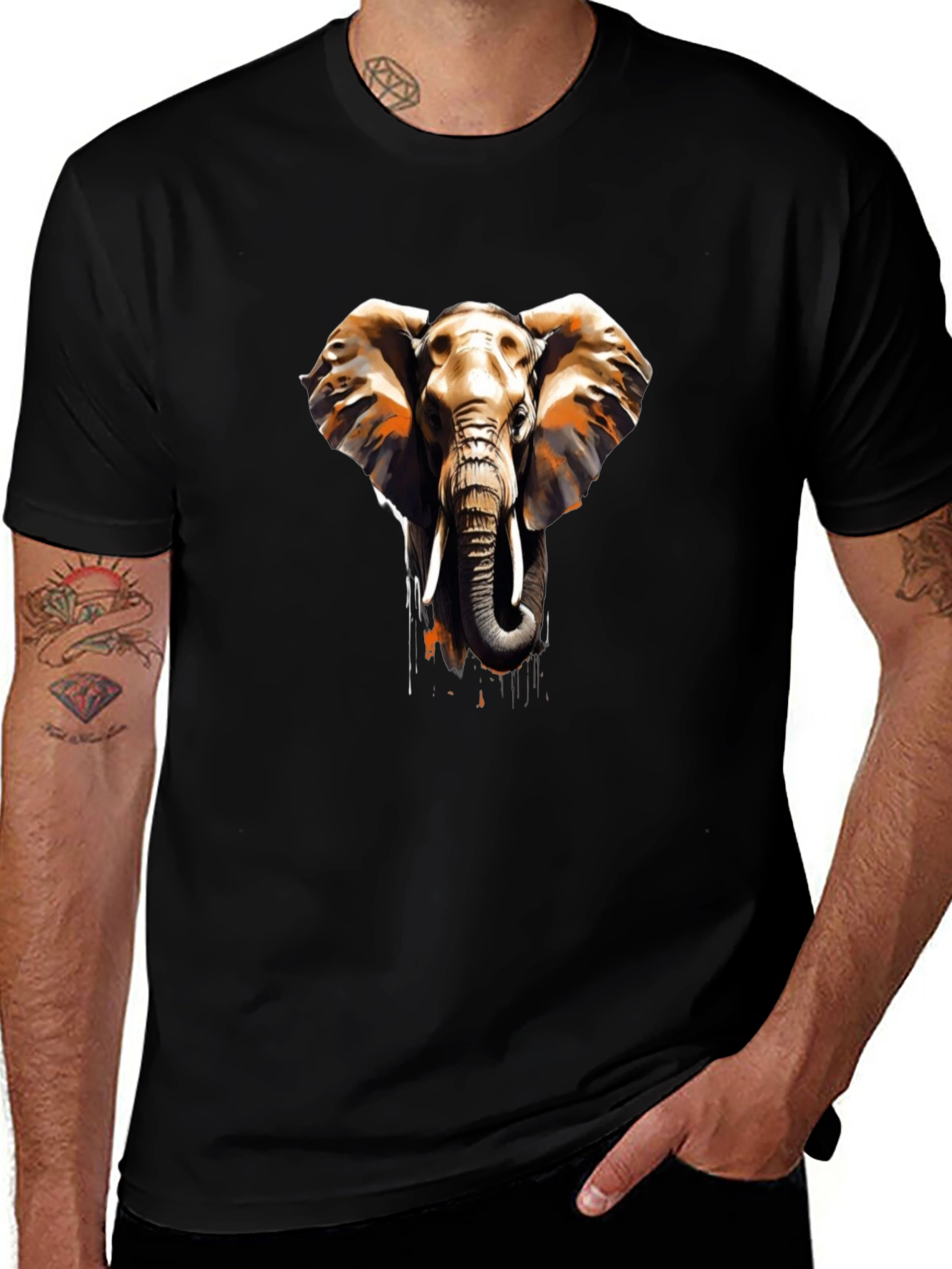 Elephant Graphic Black T-Shirt