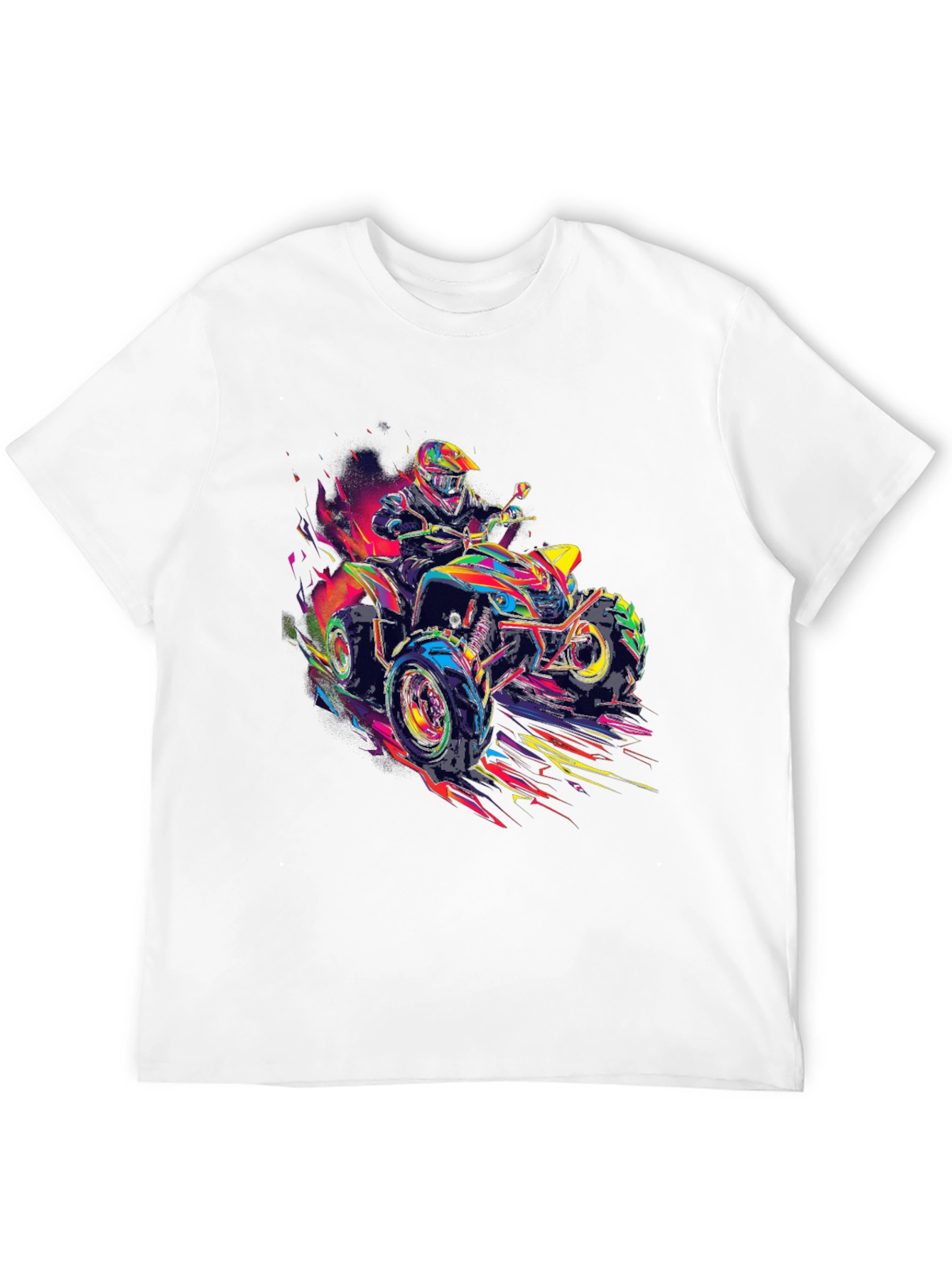 Vibrant ATV Rider Graphic Tee - Black Cotton Blend