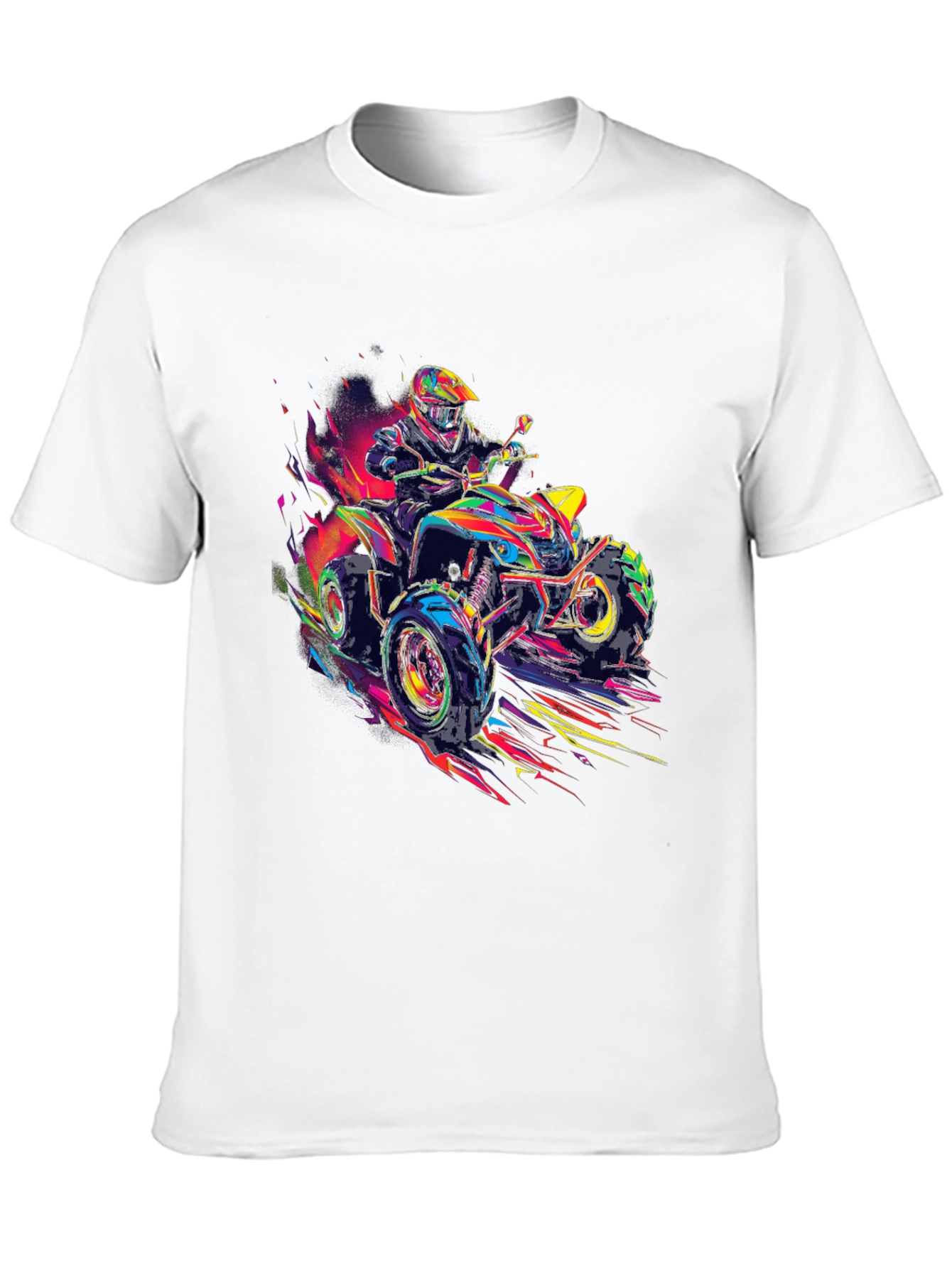 Vibrant ATV Rider Graphic Tee - Black Cotton Blend