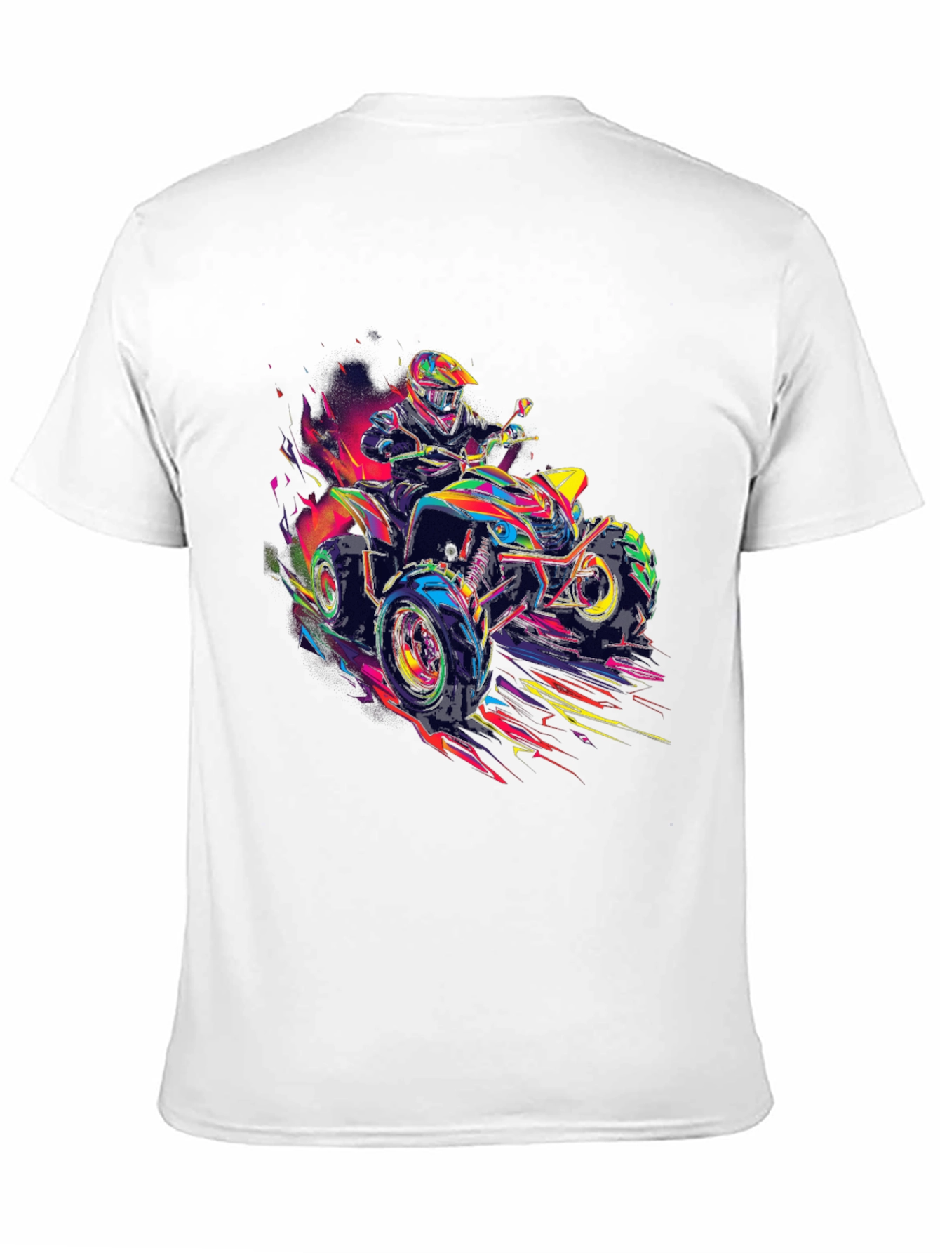 Vibrant ATV Rider Graphic Tee - Black Cotton Blend