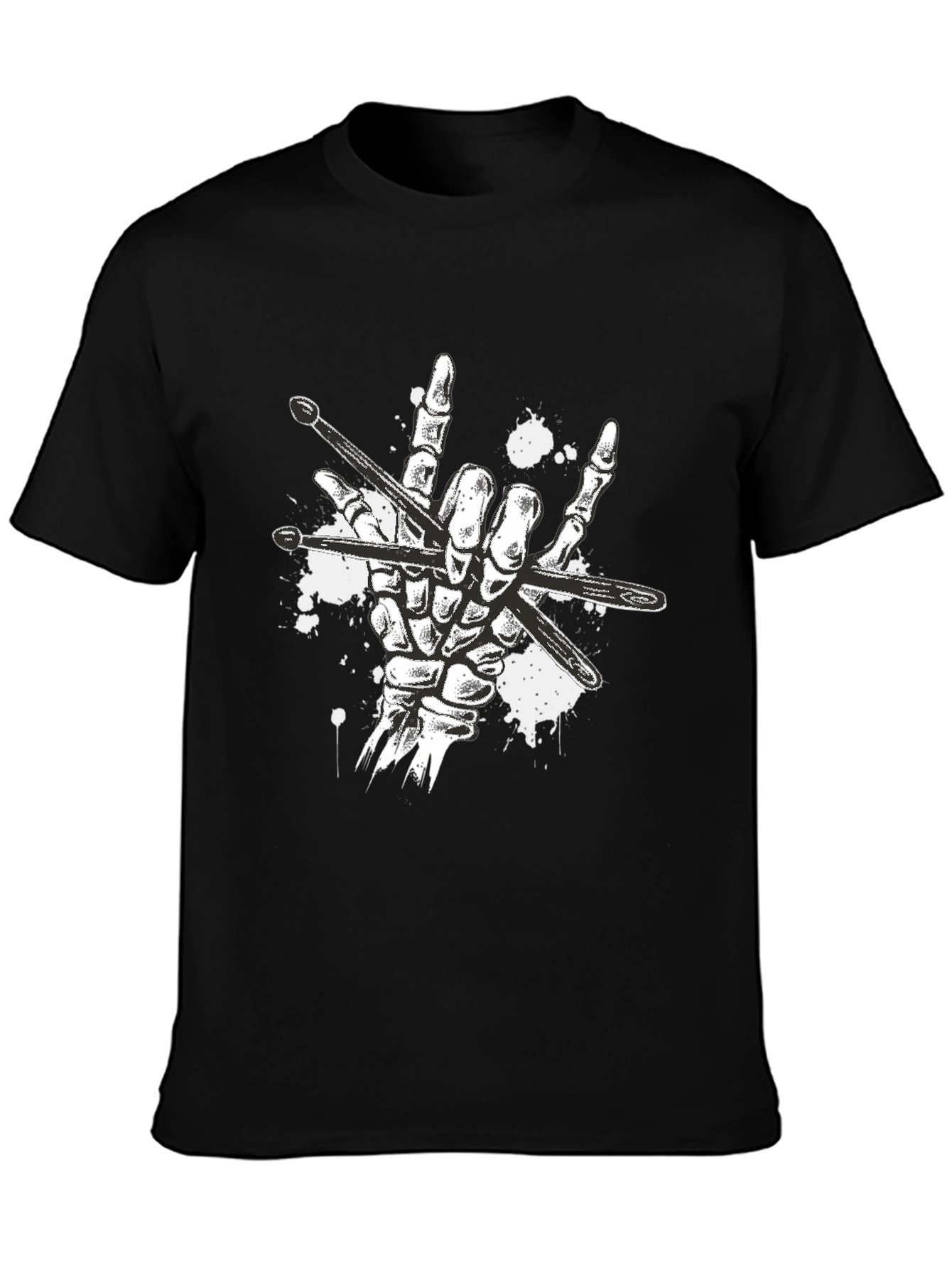 Rock On Drummer T-Shirt: Skeleton Hand Drumsticks