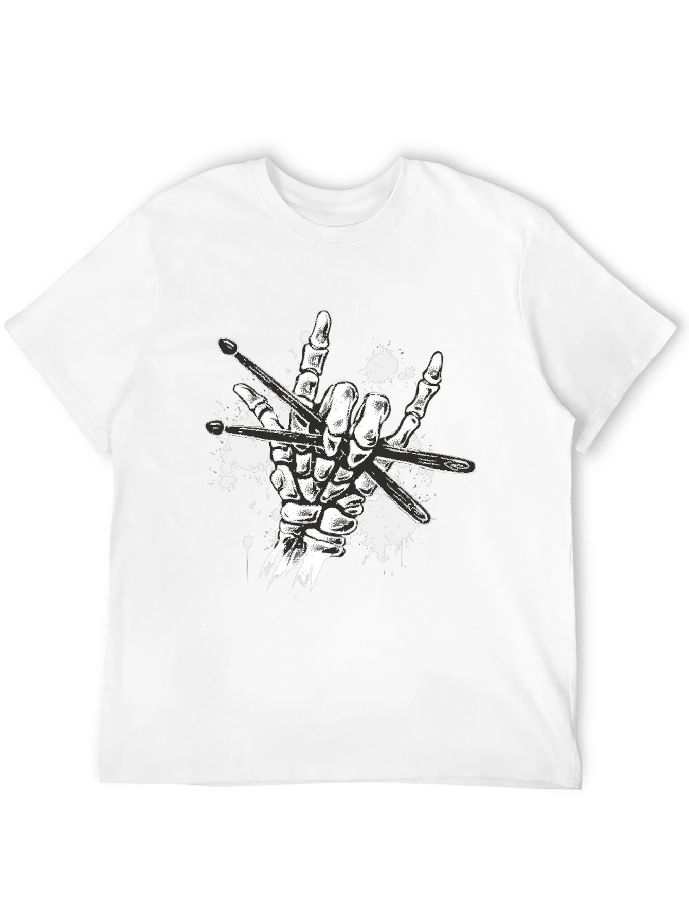 Rock On Drummer T-Shirt: Skeleton Hand Drumsticks