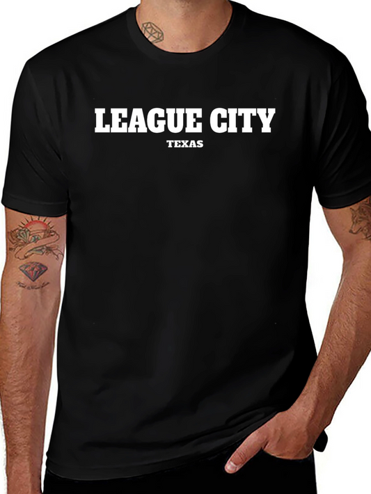 League City Texas T-Shirt - Black Cotton Blend Tee