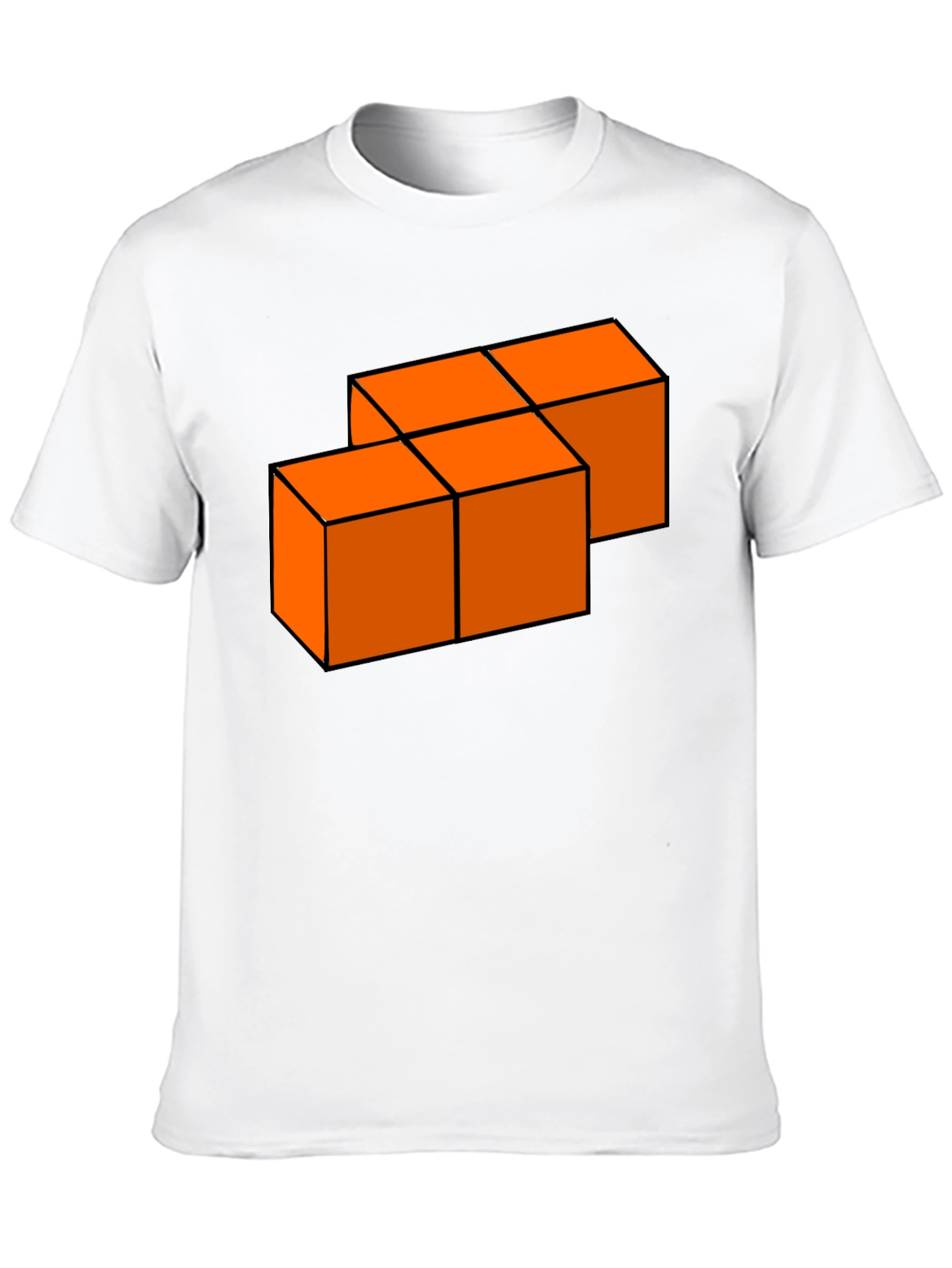 Orange Blocks Graphic T-Shirt - Modern Casual Tee