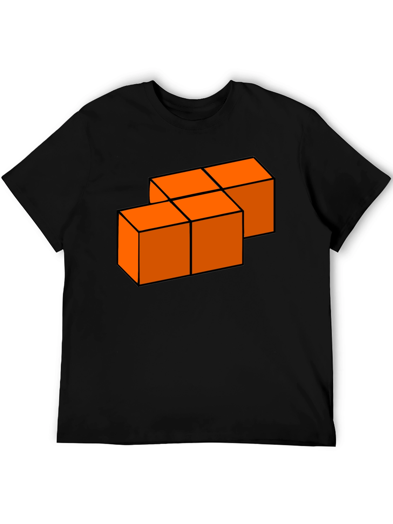 Orange Blocks Graphic T-Shirt - Modern Casual Tee