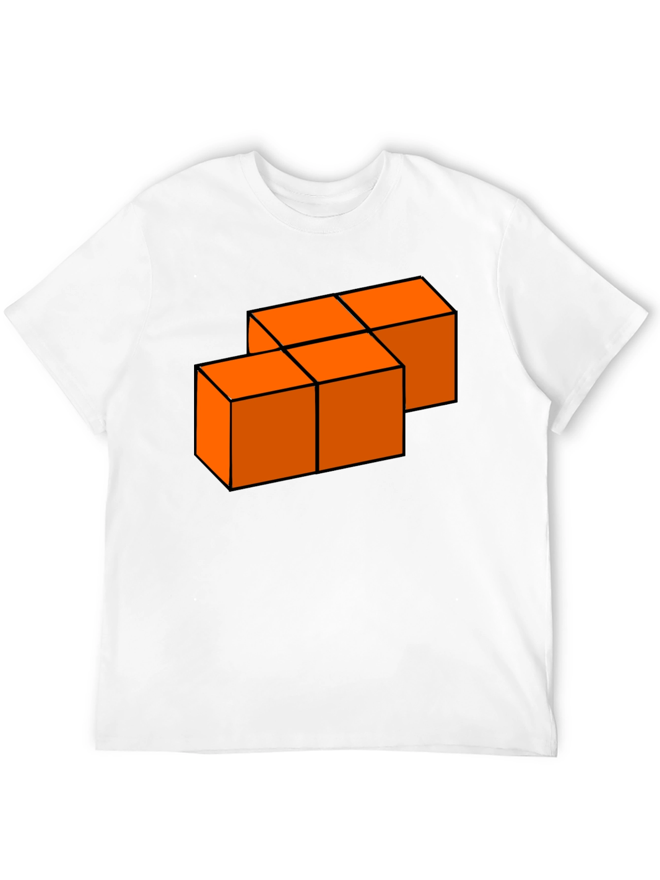 Orange Blocks Graphic T-Shirt - Modern Casual Tee