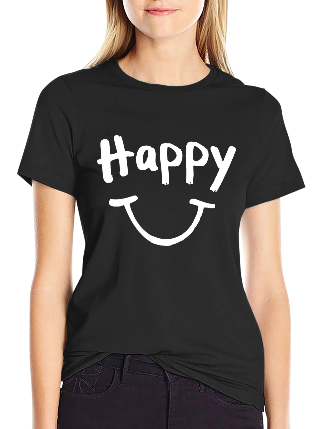 Happy Face Graphic Tee - Unisex Black T-Shirt