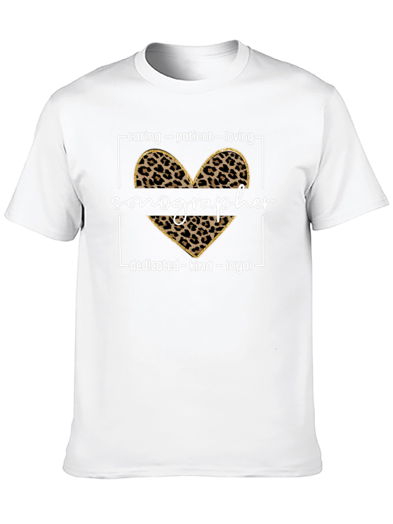 Sonographer Leopard Heart T-Shirt