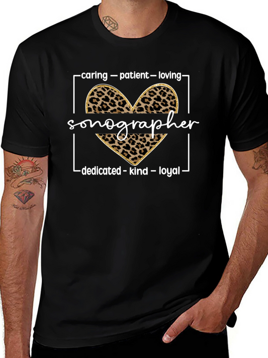 Sonographer Leopard Heart T-Shirt