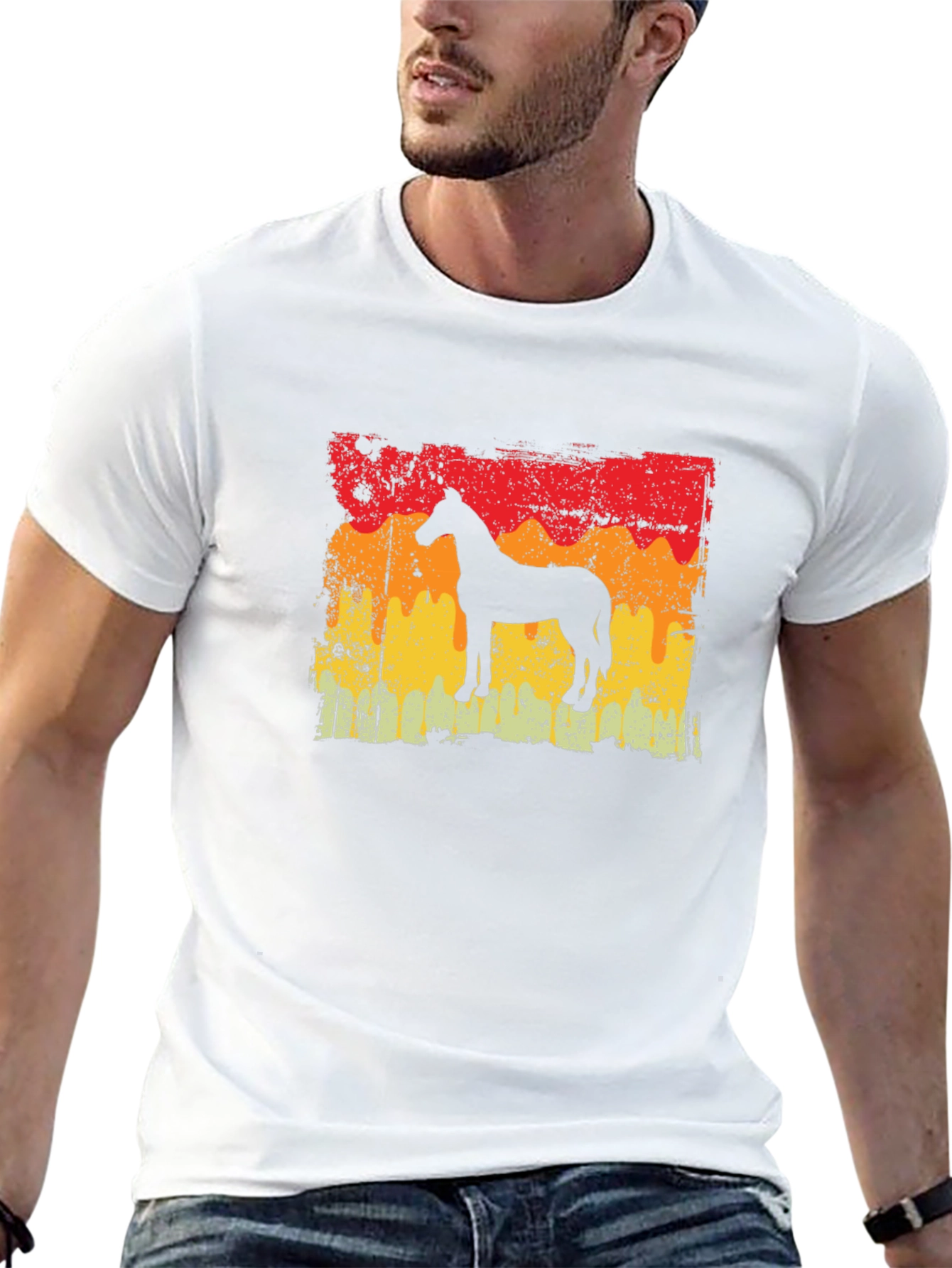 Retro Horse Silhouette Graphic Tee - Black