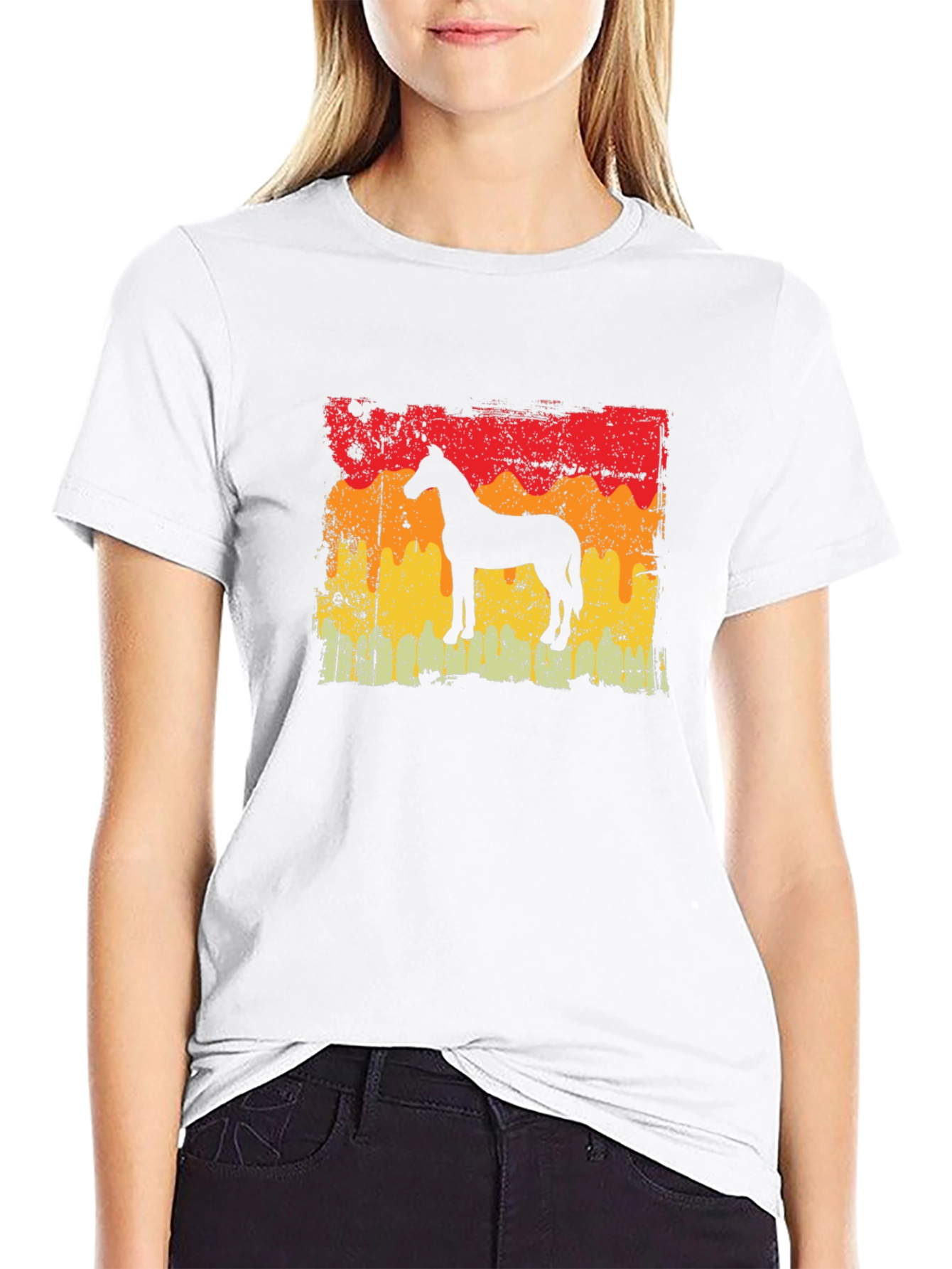 Retro Horse Silhouette Graphic Tee - Black