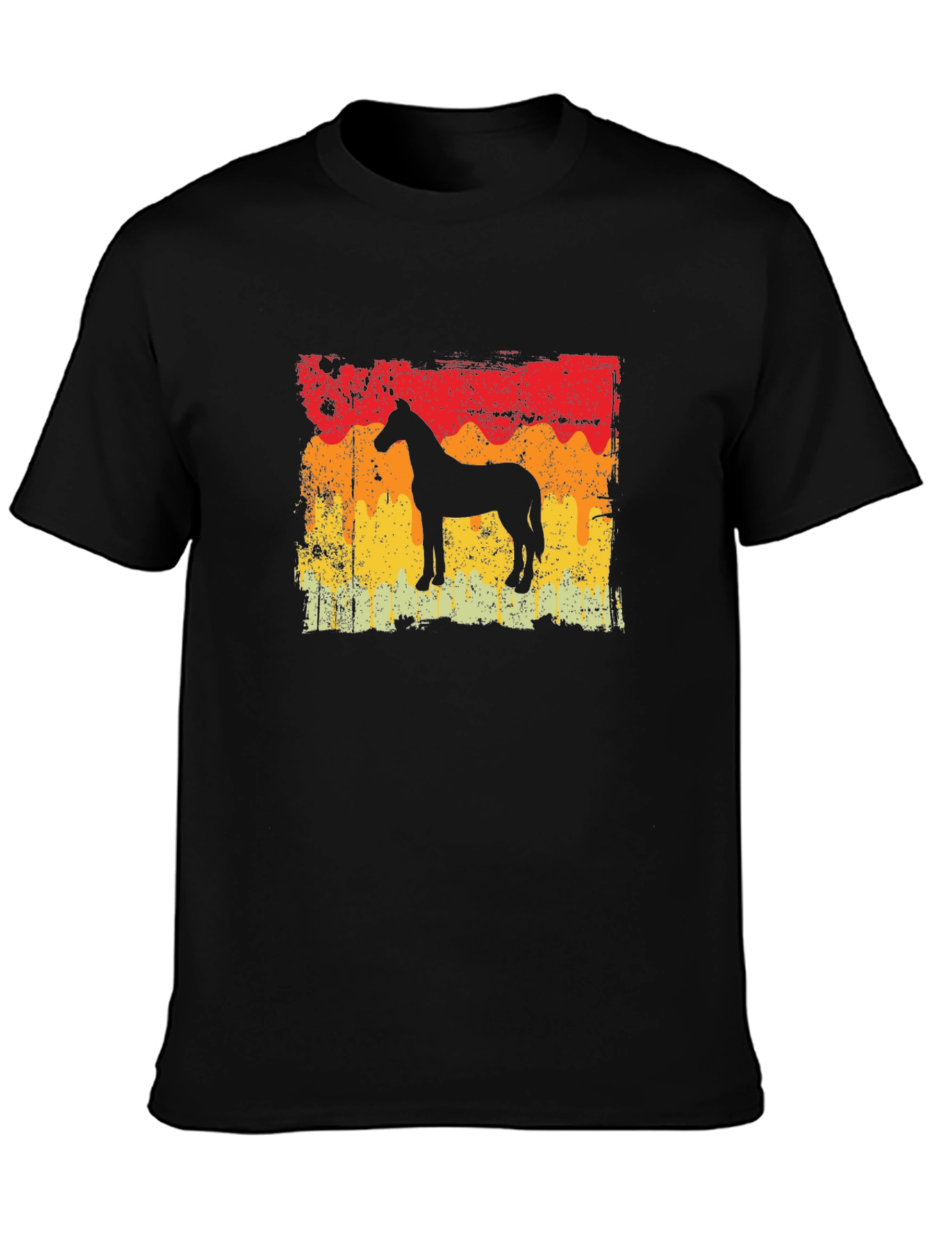 Retro Horse Silhouette Graphic Tee - Black