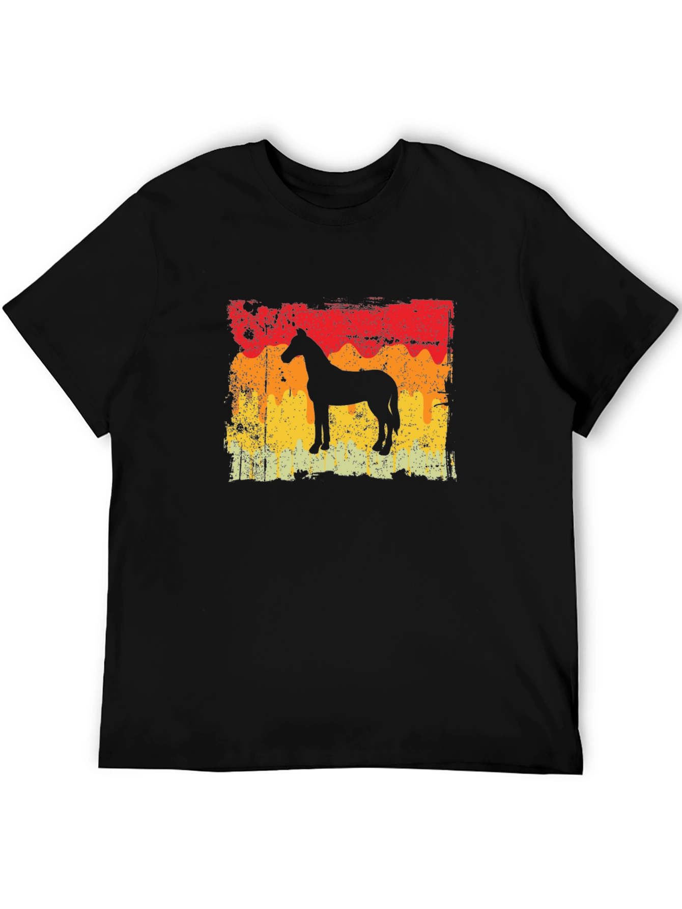 Retro Horse Silhouette Graphic Tee - Black