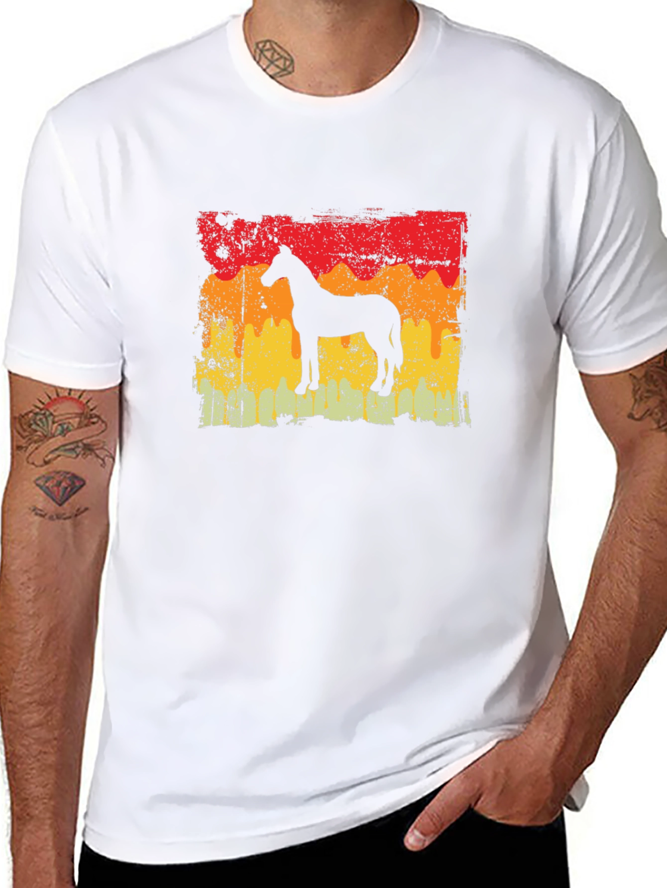 Retro Horse Silhouette Graphic Tee - Black