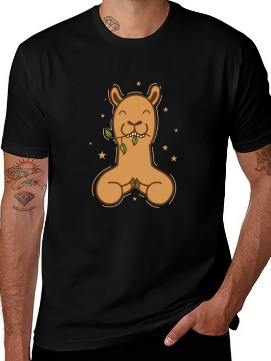 Llama Meditating Graphic T-Shirt - Casual Style