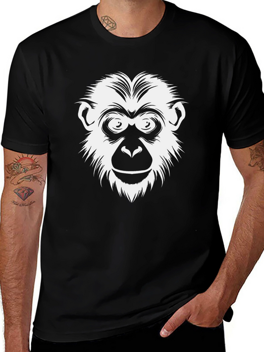 Monkey Face Graphic Tee - Black Short Sleeve Shirt