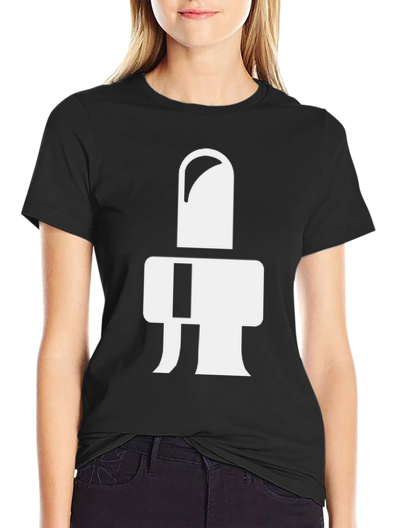 Modern Graphic Tee - Abstract White Design on Black