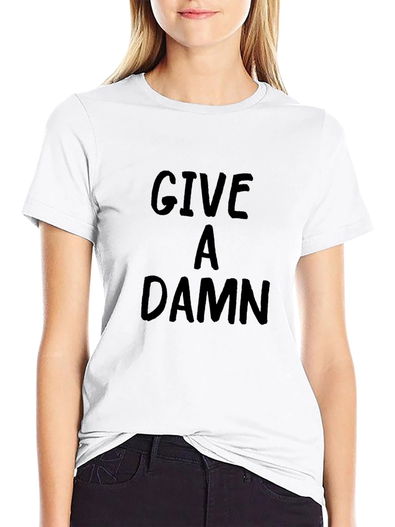 Give a Damn T-Shirt - Black Crew Neck Tee