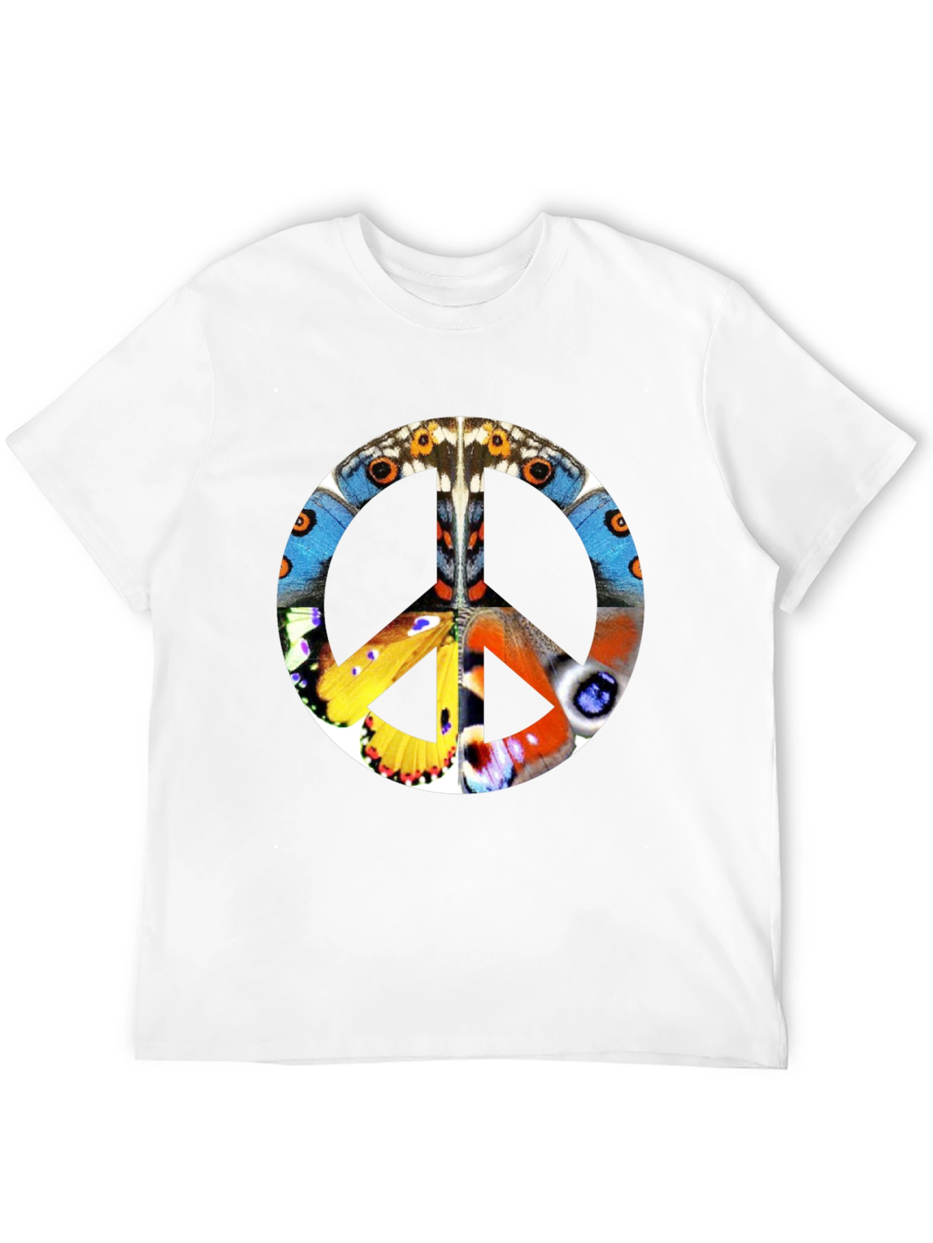 Butterfly Peace Sign Graphic T-Shirt - Black