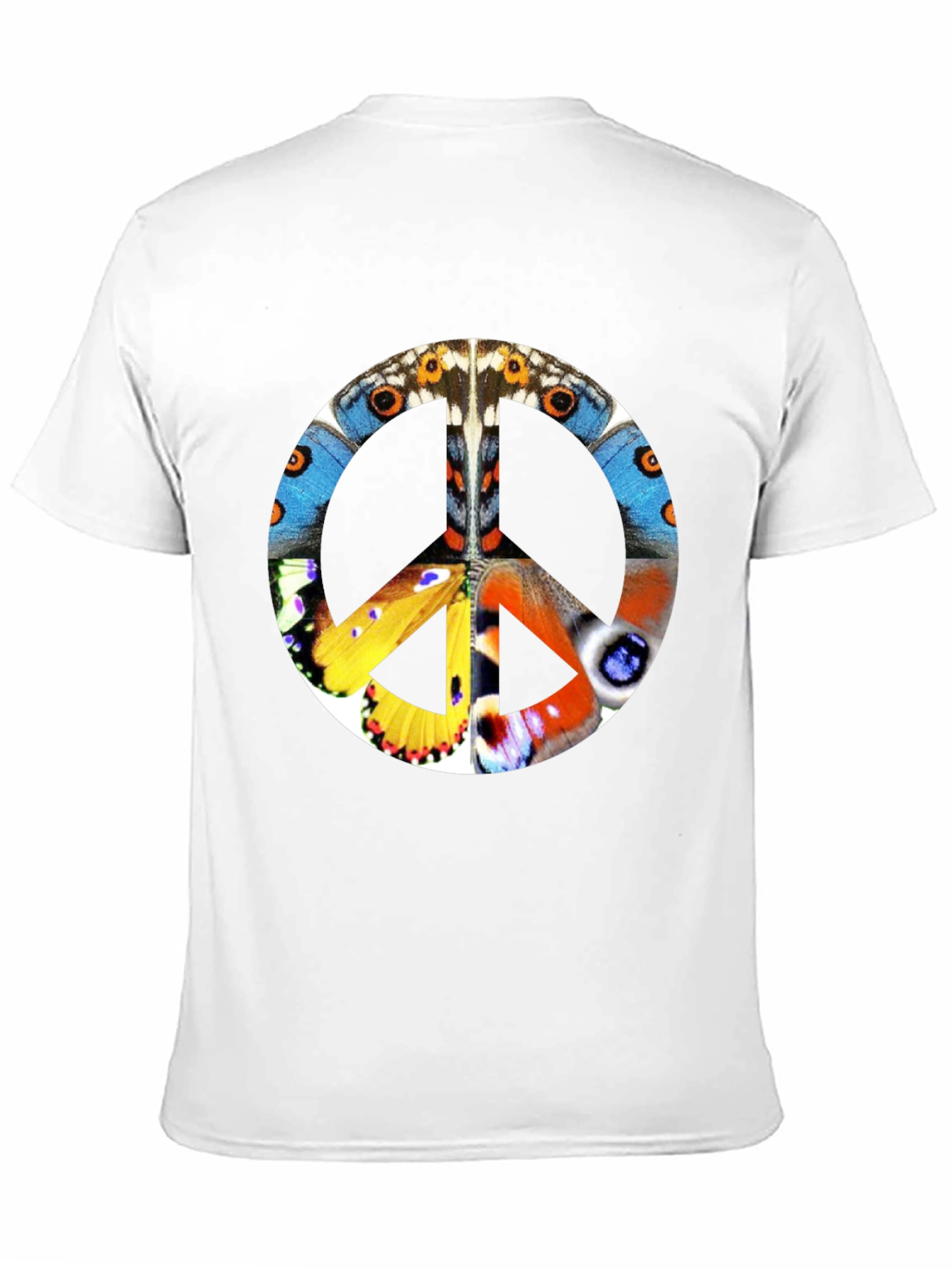 Butterfly Peace Sign Graphic T-Shirt - Black