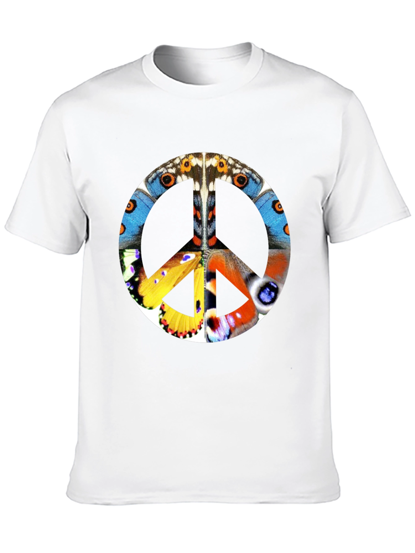 Butterfly Peace Sign Graphic T-Shirt - Black