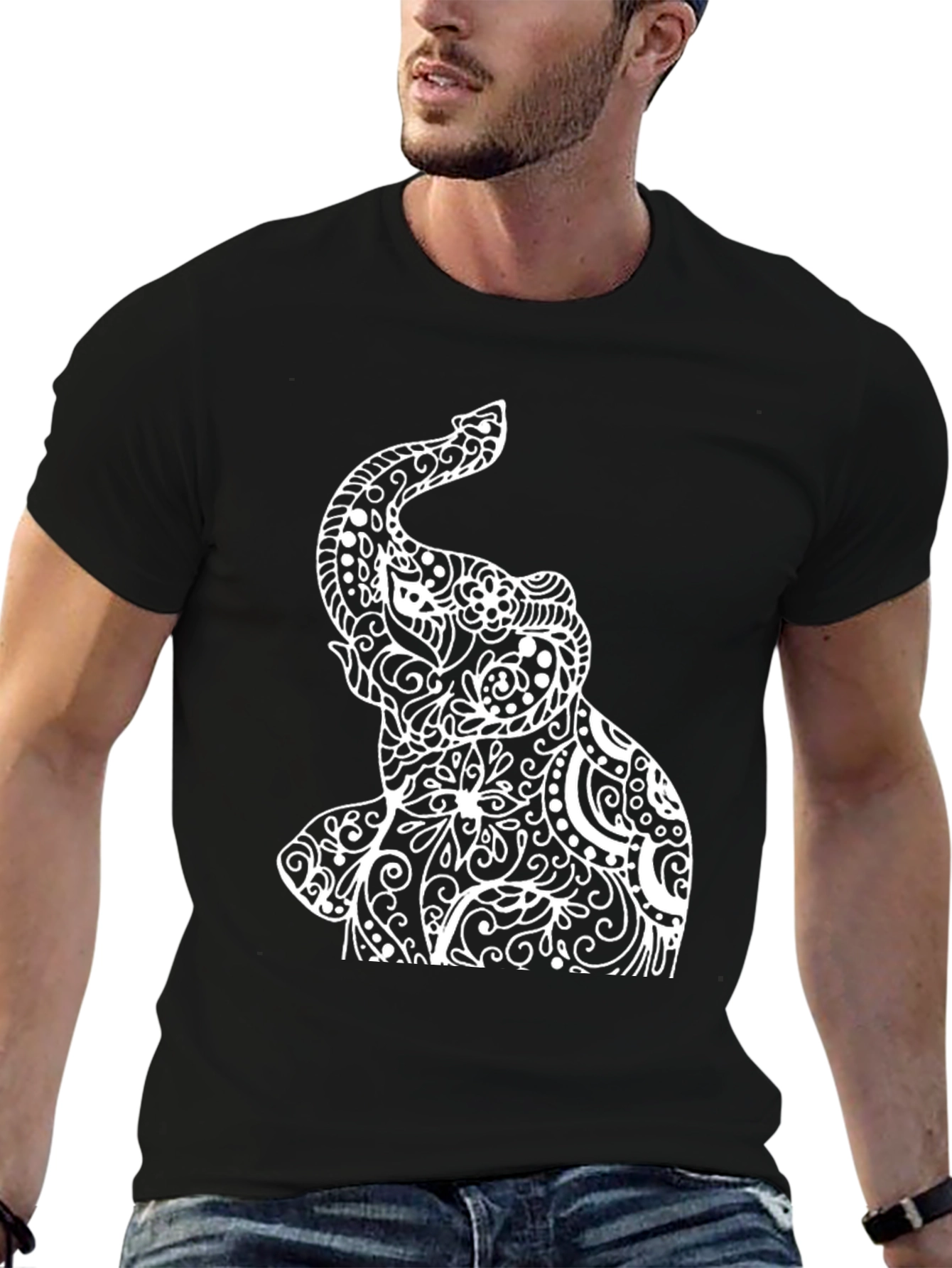 Elephant Mandala Black T-Shirt