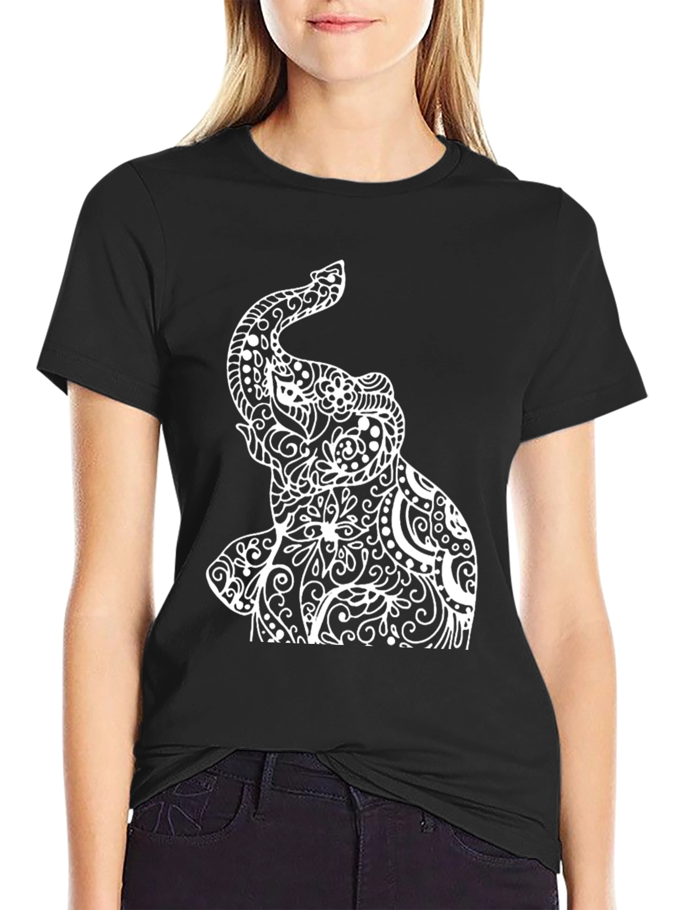 Elephant Mandala Black T-Shirt
