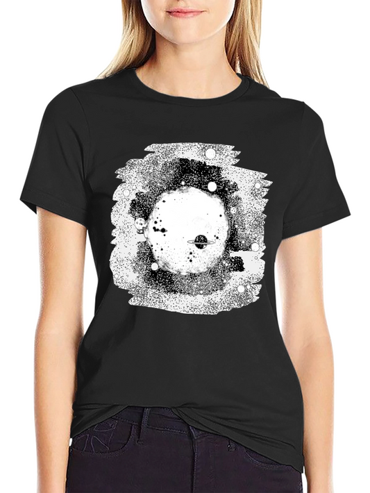 Galaxy Planet Black Graphic T-Shirt