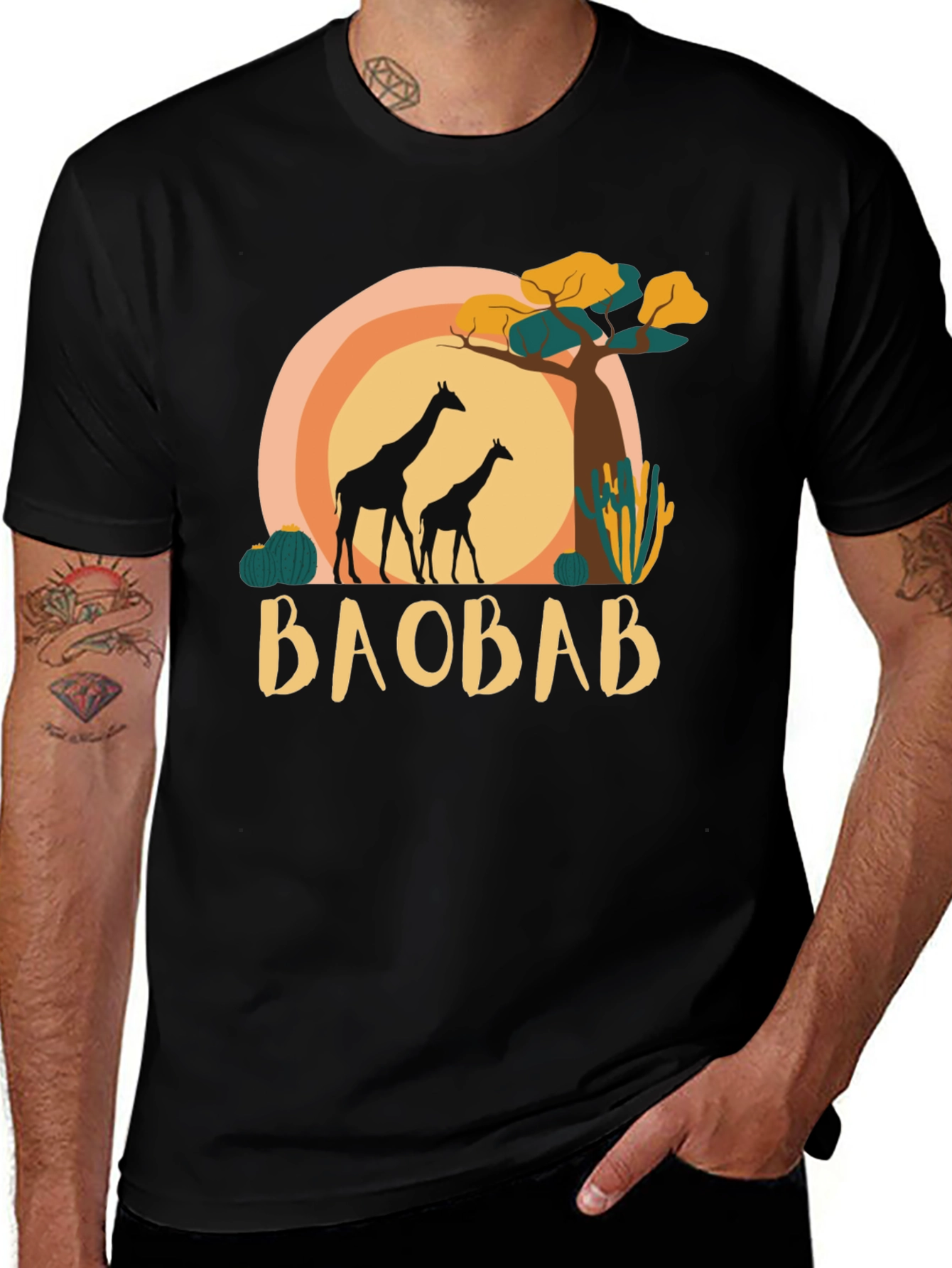 Baobab Giraffe Graphic Tee - Safari Style