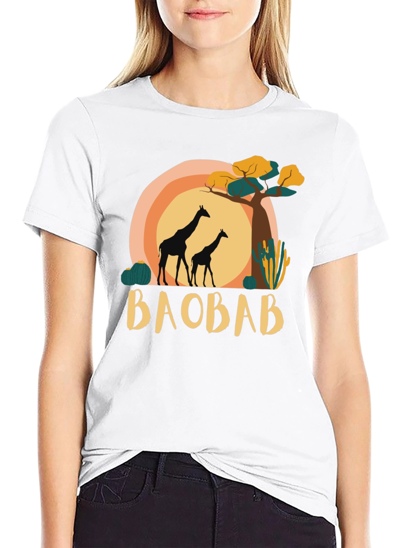 Baobab Giraffe Graphic Tee - Safari Style
