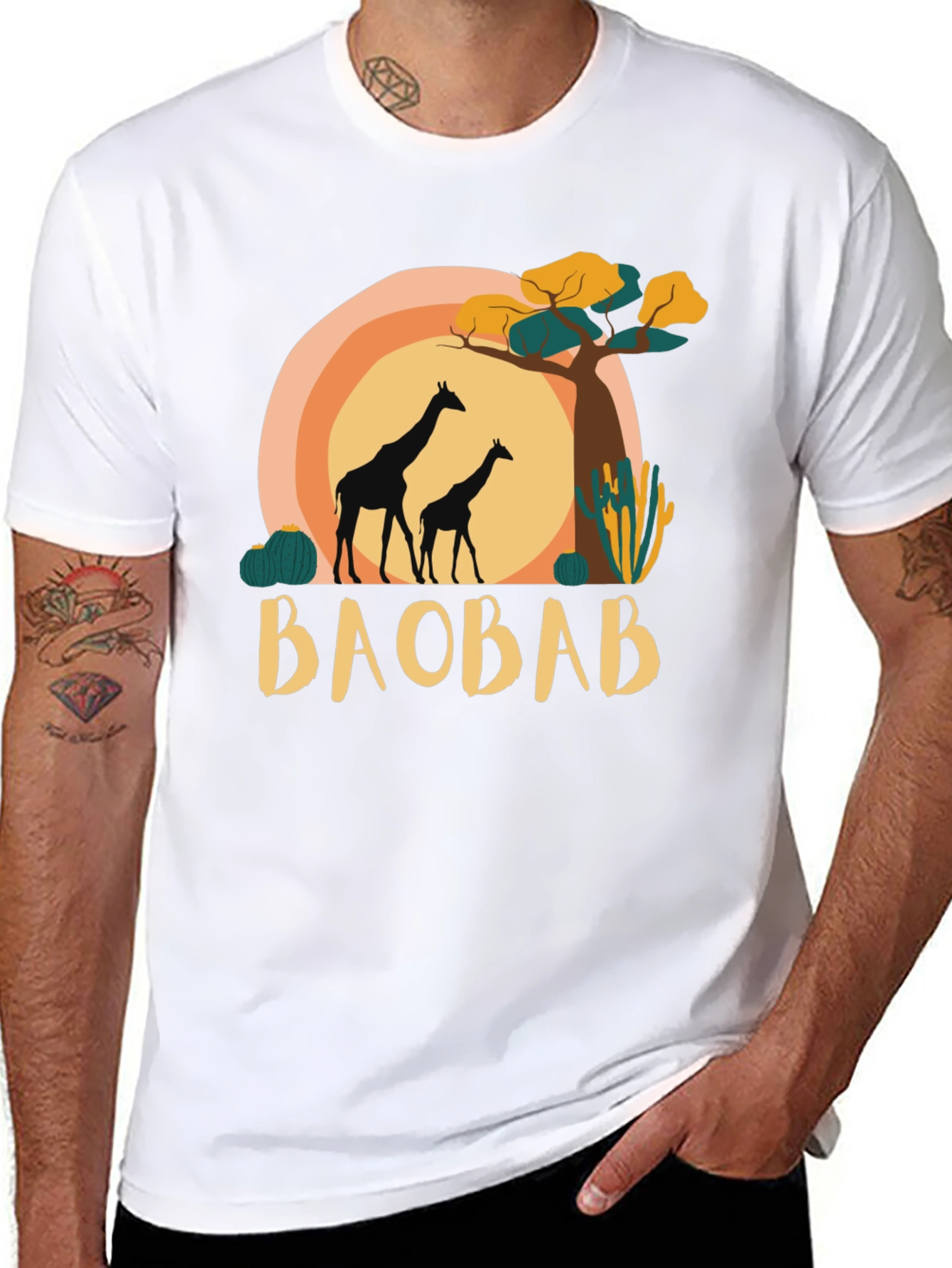 Baobab Giraffe Graphic Tee - Safari Style