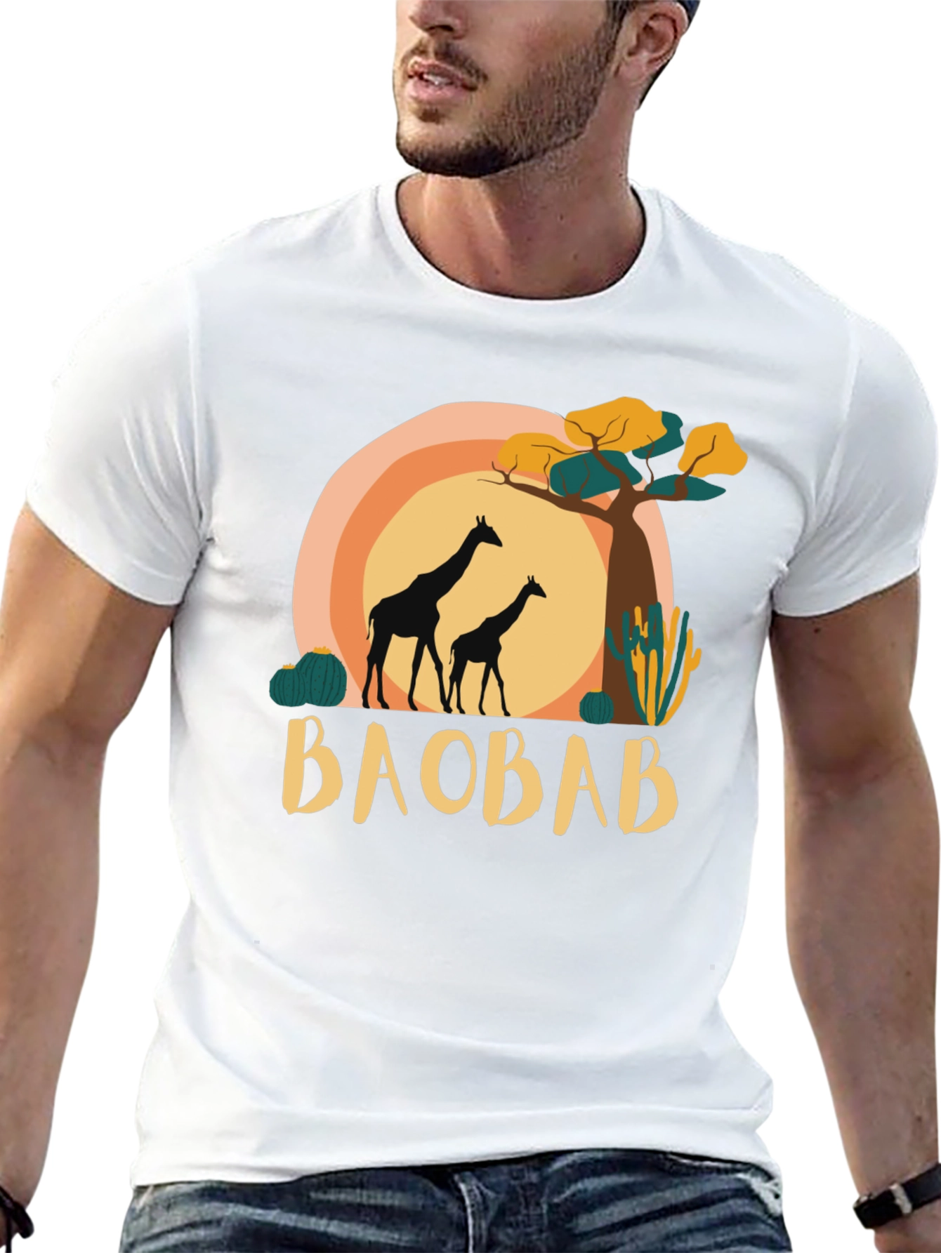 Baobab Giraffe Graphic Tee - Safari Style