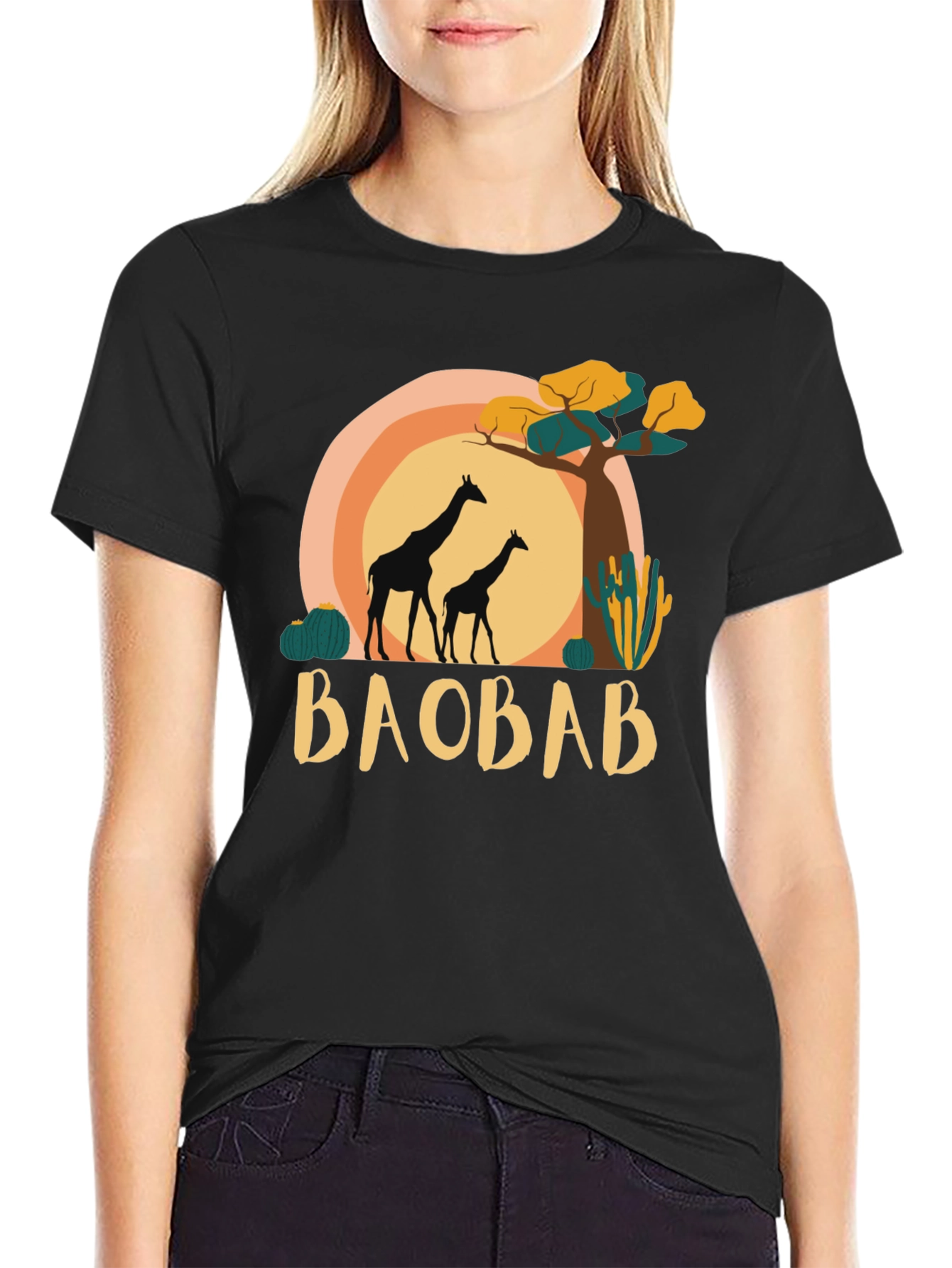 Baobab Giraffe Graphic Tee - Safari Style