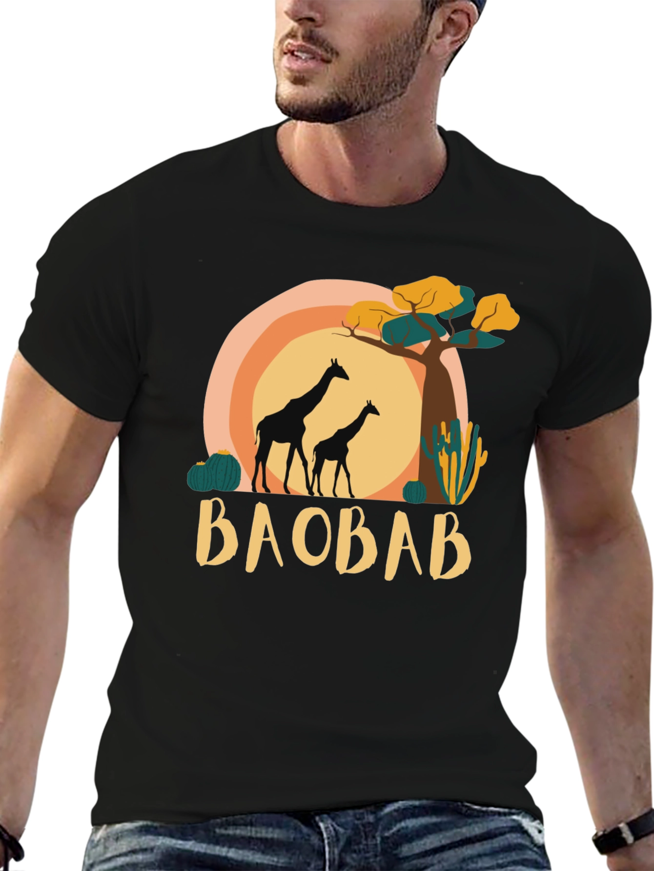 Baobab Giraffe Graphic Tee - Safari Style