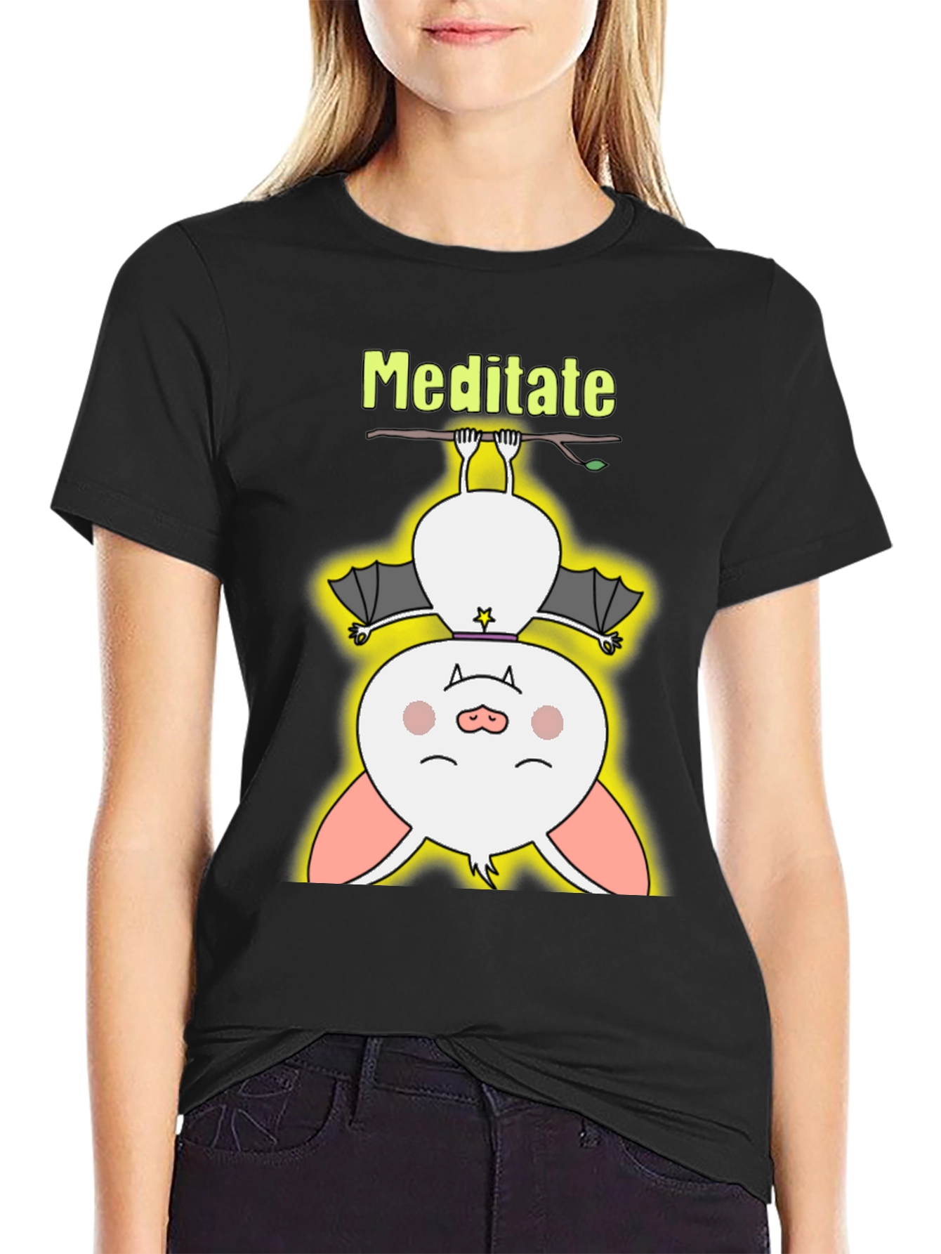 Meditate Bat Tee - Cute Yoga T-Shirt