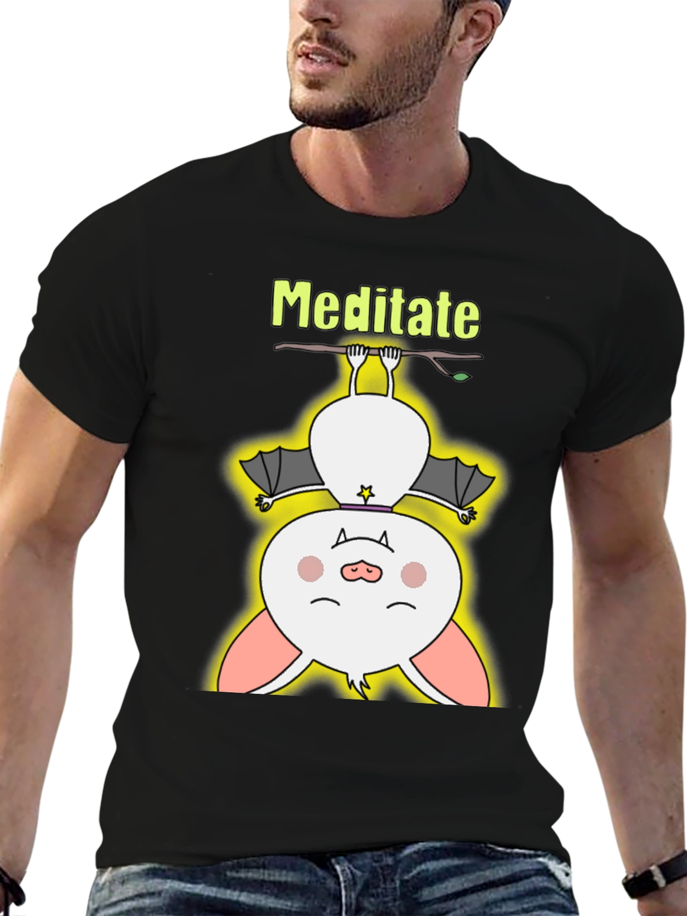 Meditate Bat Tee - Cute Yoga T-Shirt