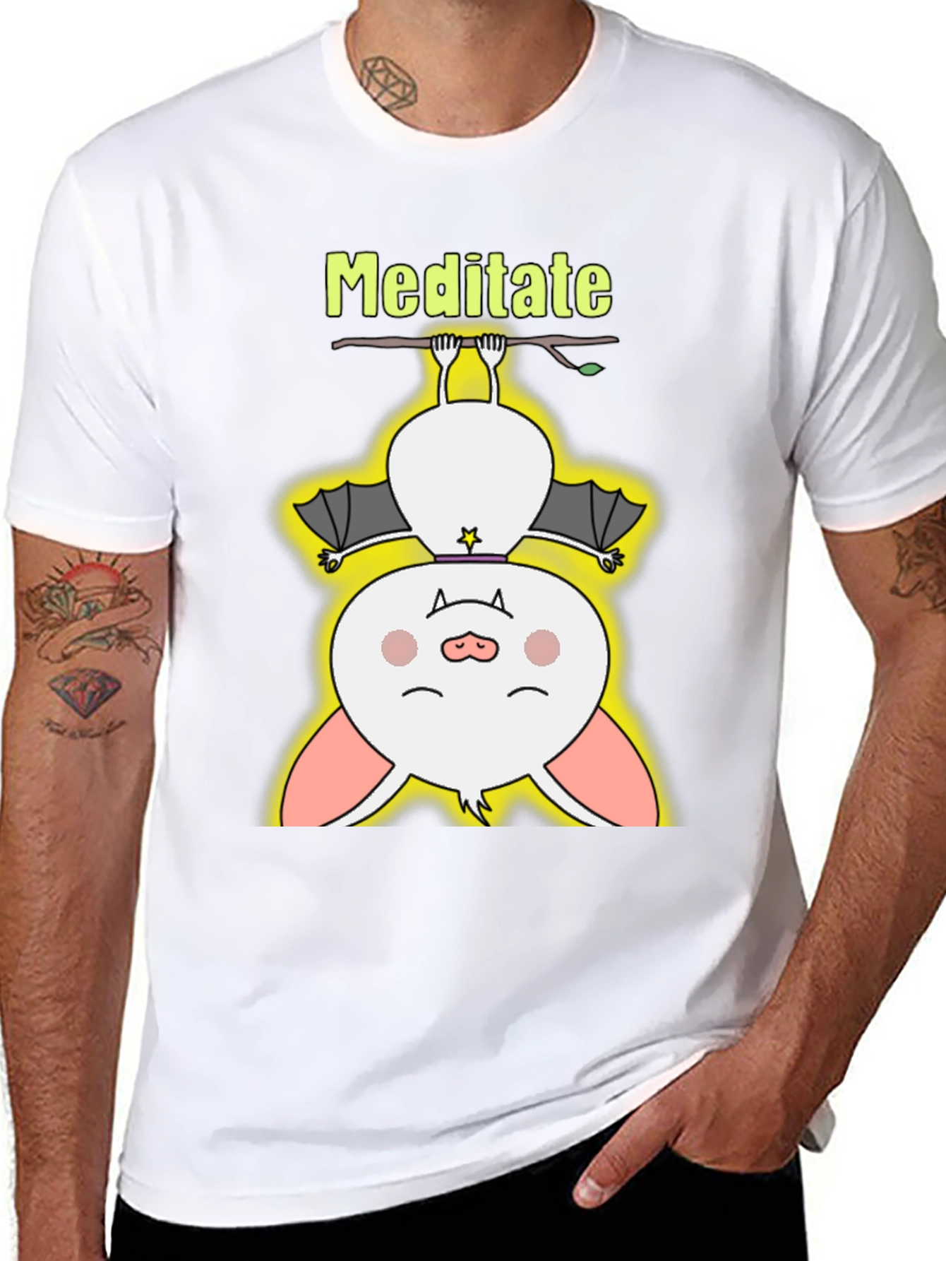 Meditate Bat Tee - Cute Yoga T-Shirt