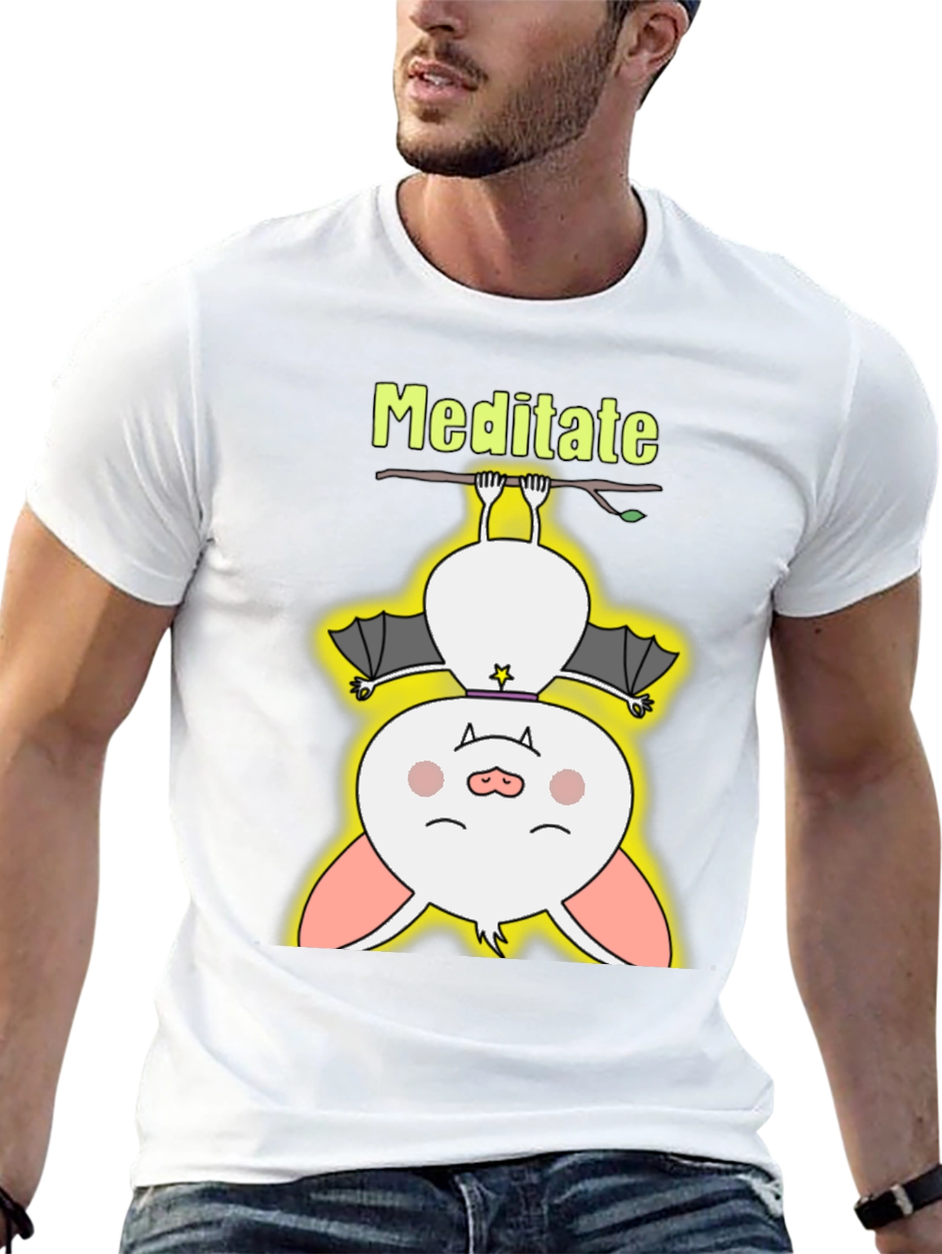 Meditate Bat Tee - Cute Yoga T-Shirt