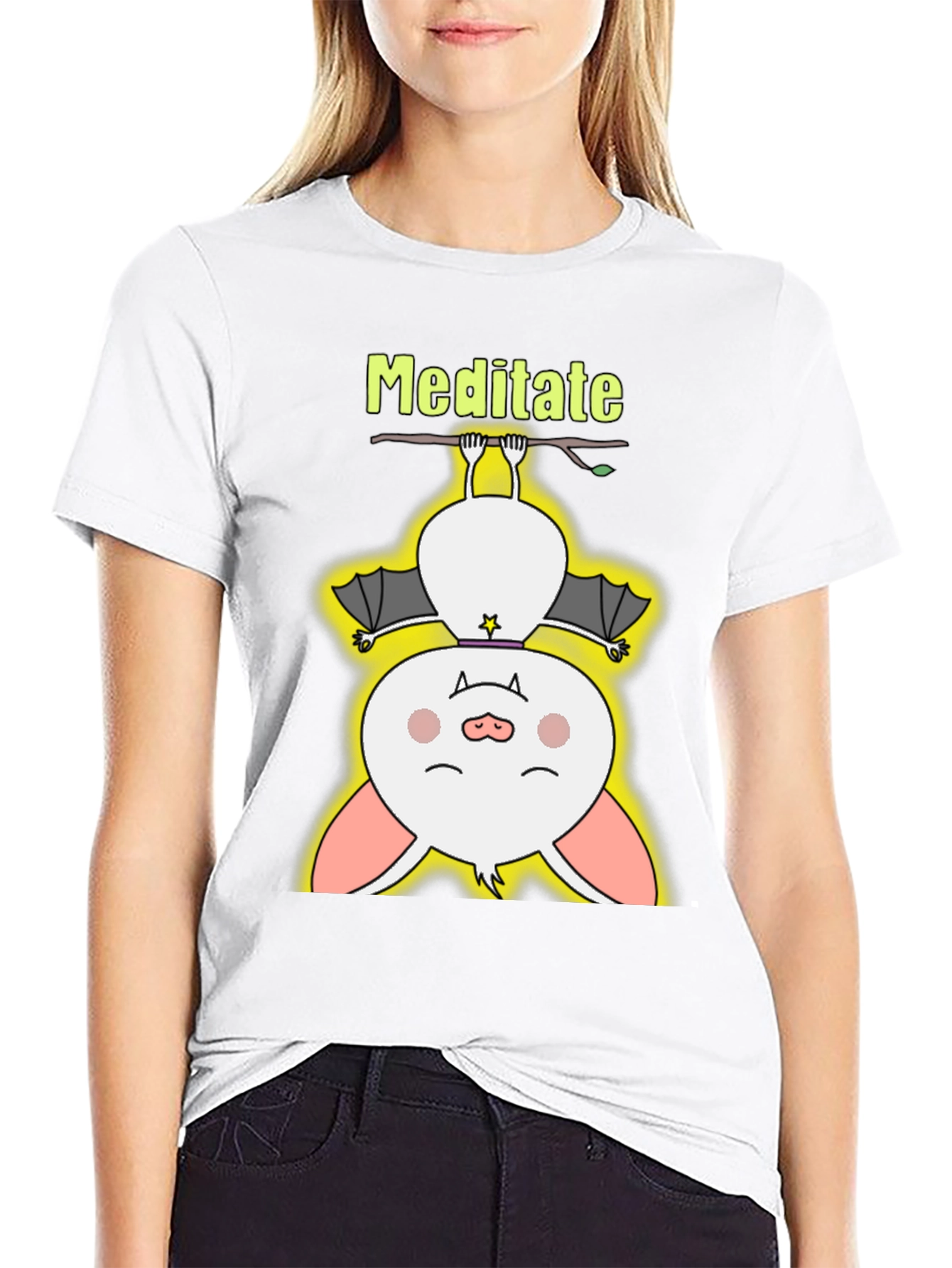 Meditate Bat Tee - Cute Yoga T-Shirt