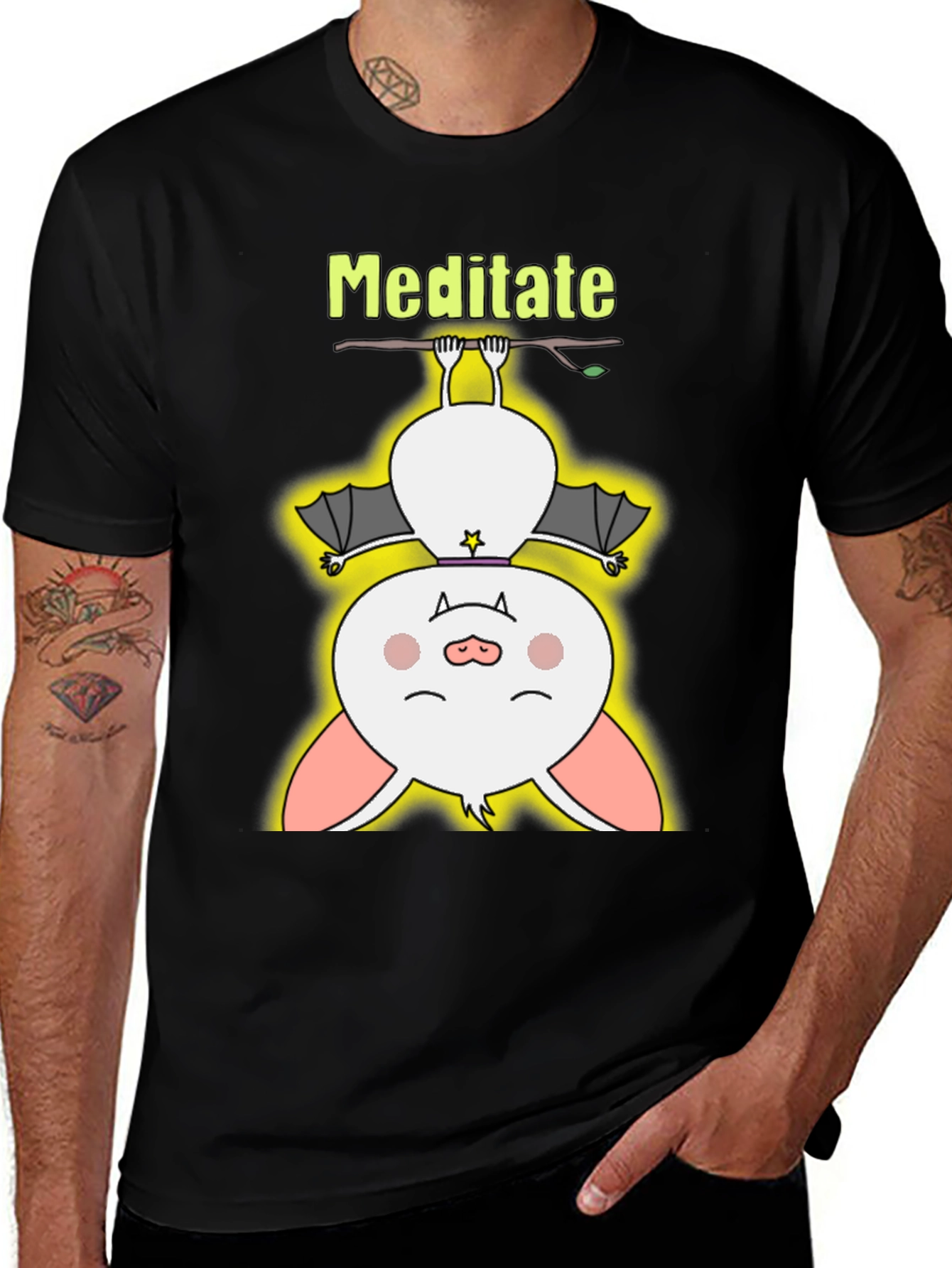 Meditate Bat Tee - Cute Yoga T-Shirt