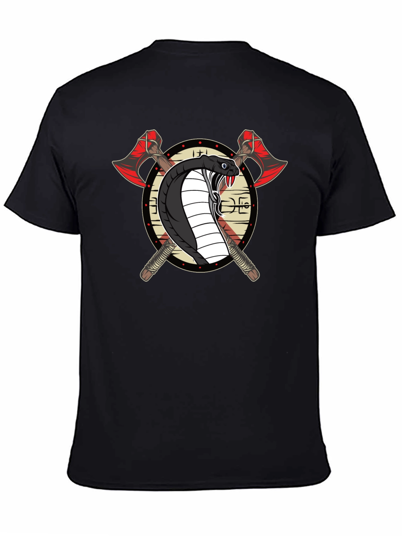 Cobra & Axes Graphic Tee - Black Cotton Blend