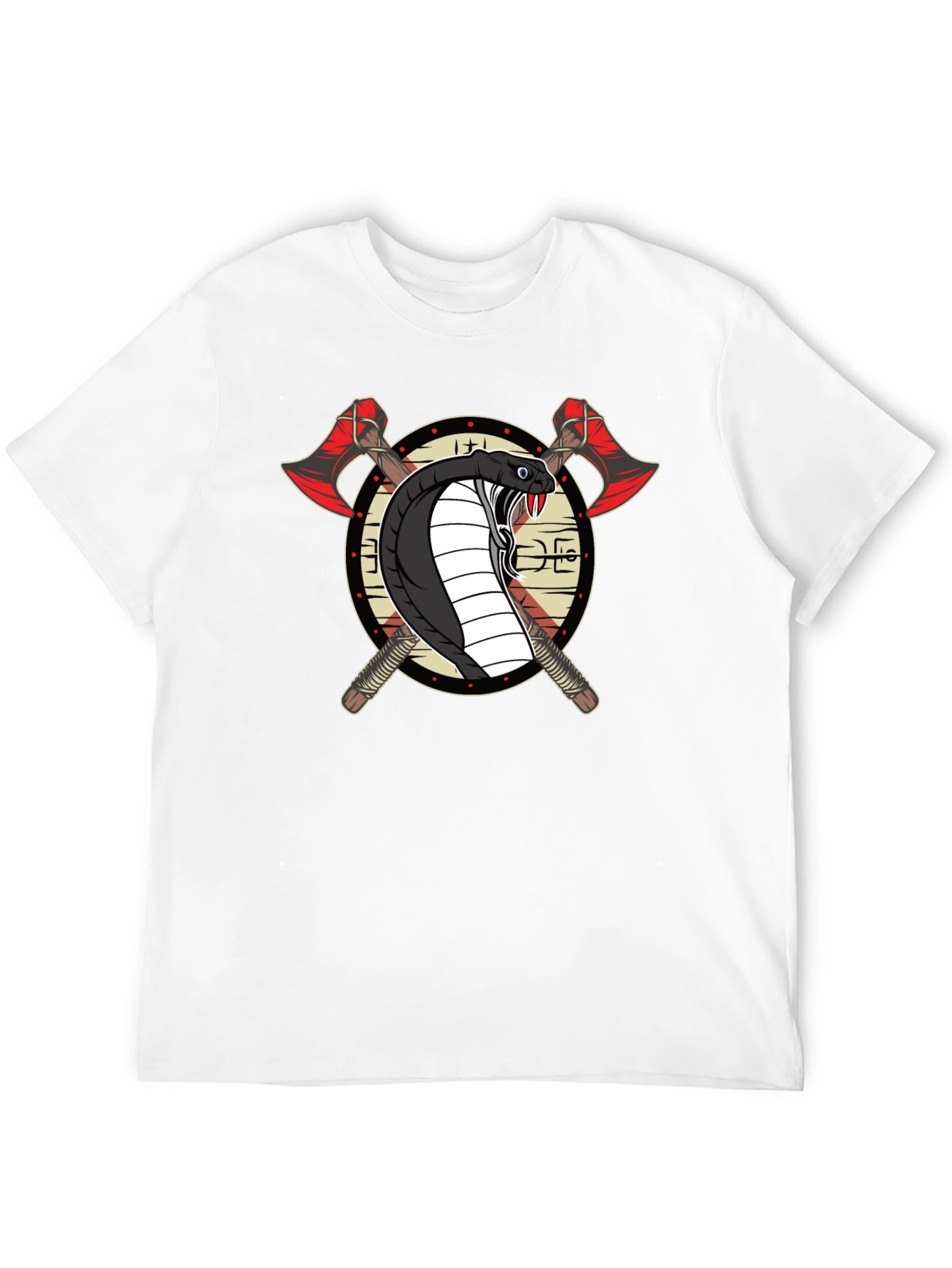 Cobra & Axes Graphic Tee - Black Cotton Blend