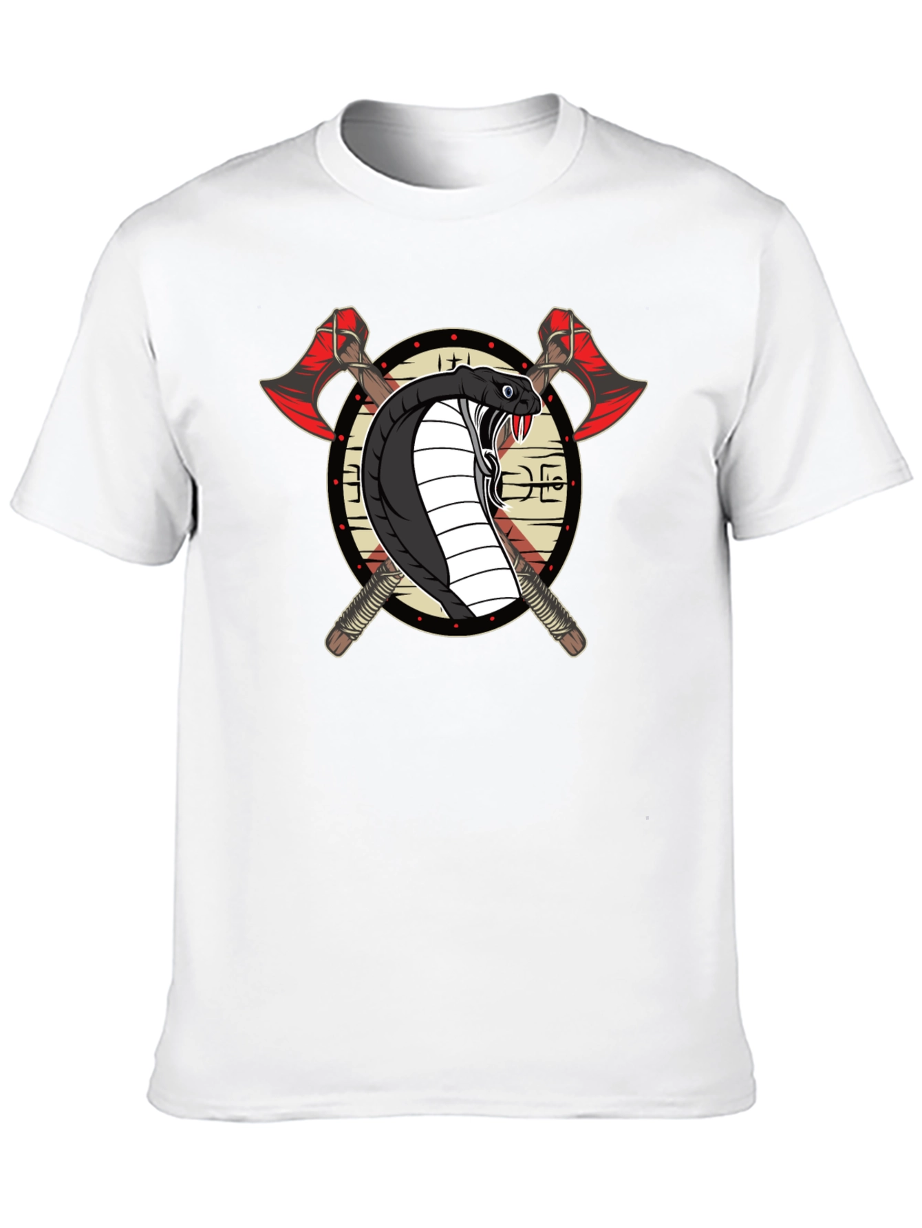 Cobra & Axes Graphic Tee - Black Cotton Blend