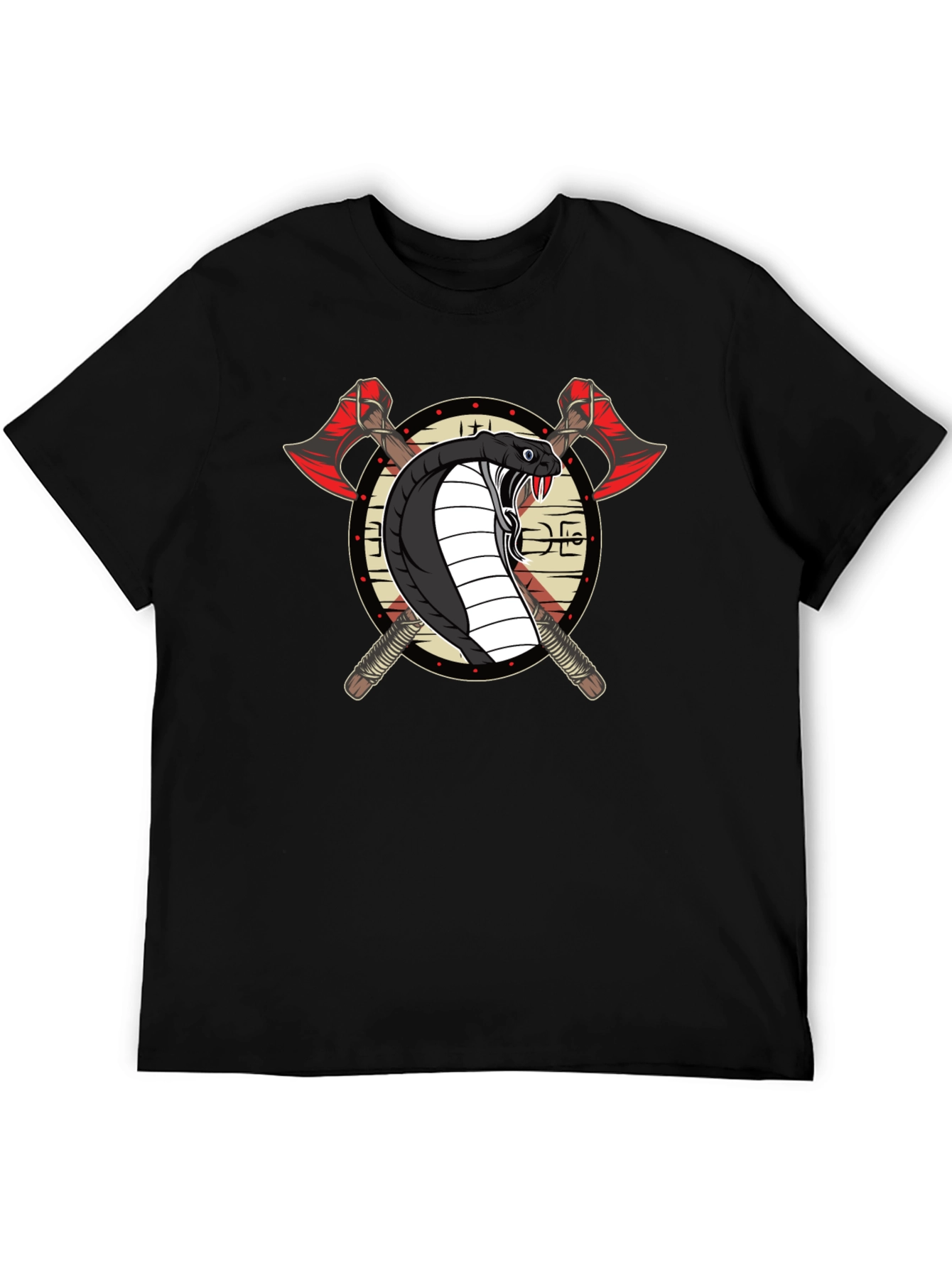 Cobra & Axes Graphic Tee - Black Cotton Blend