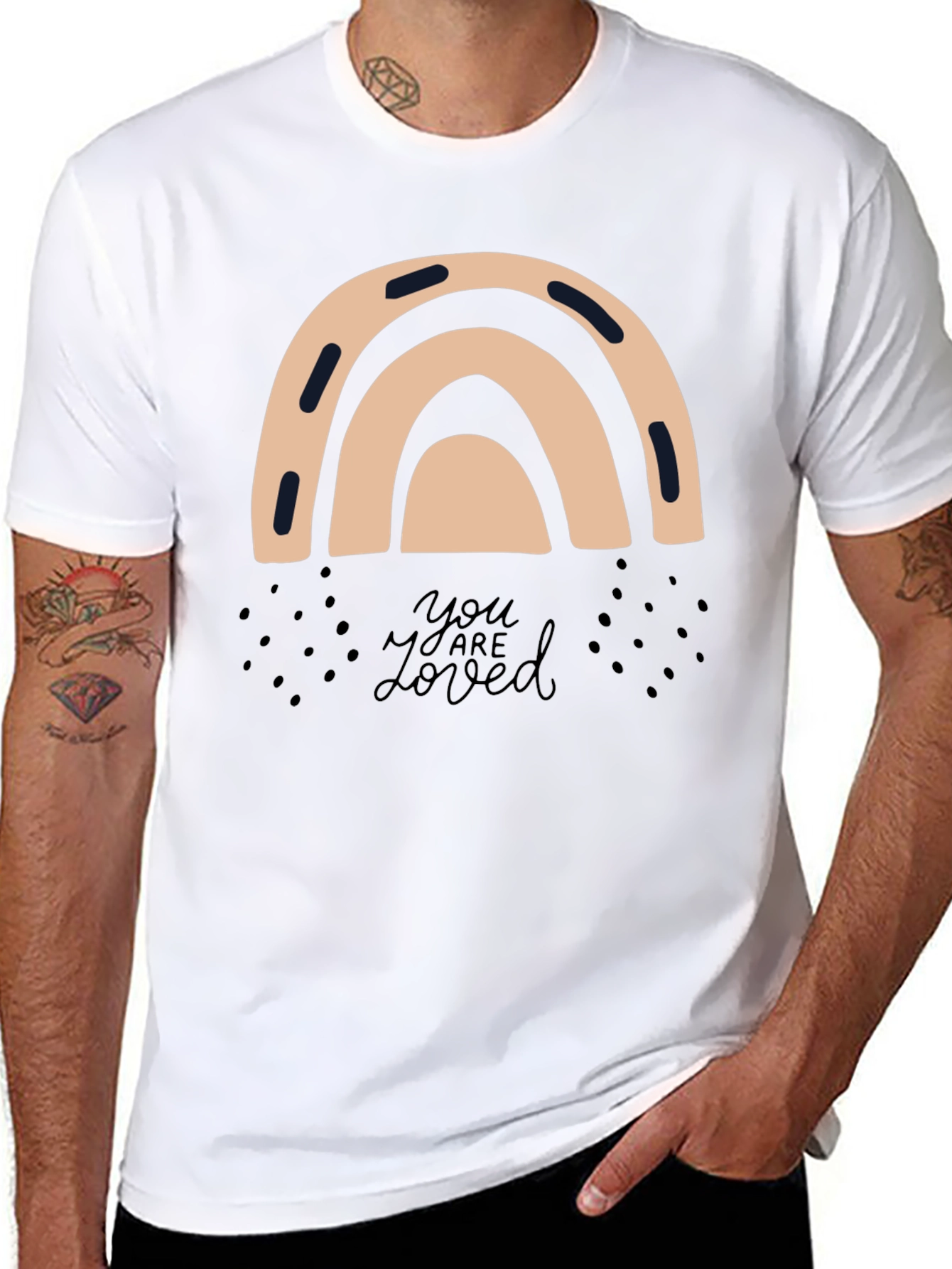 Stylish Rainbow Graphic Tee - You Are Loved